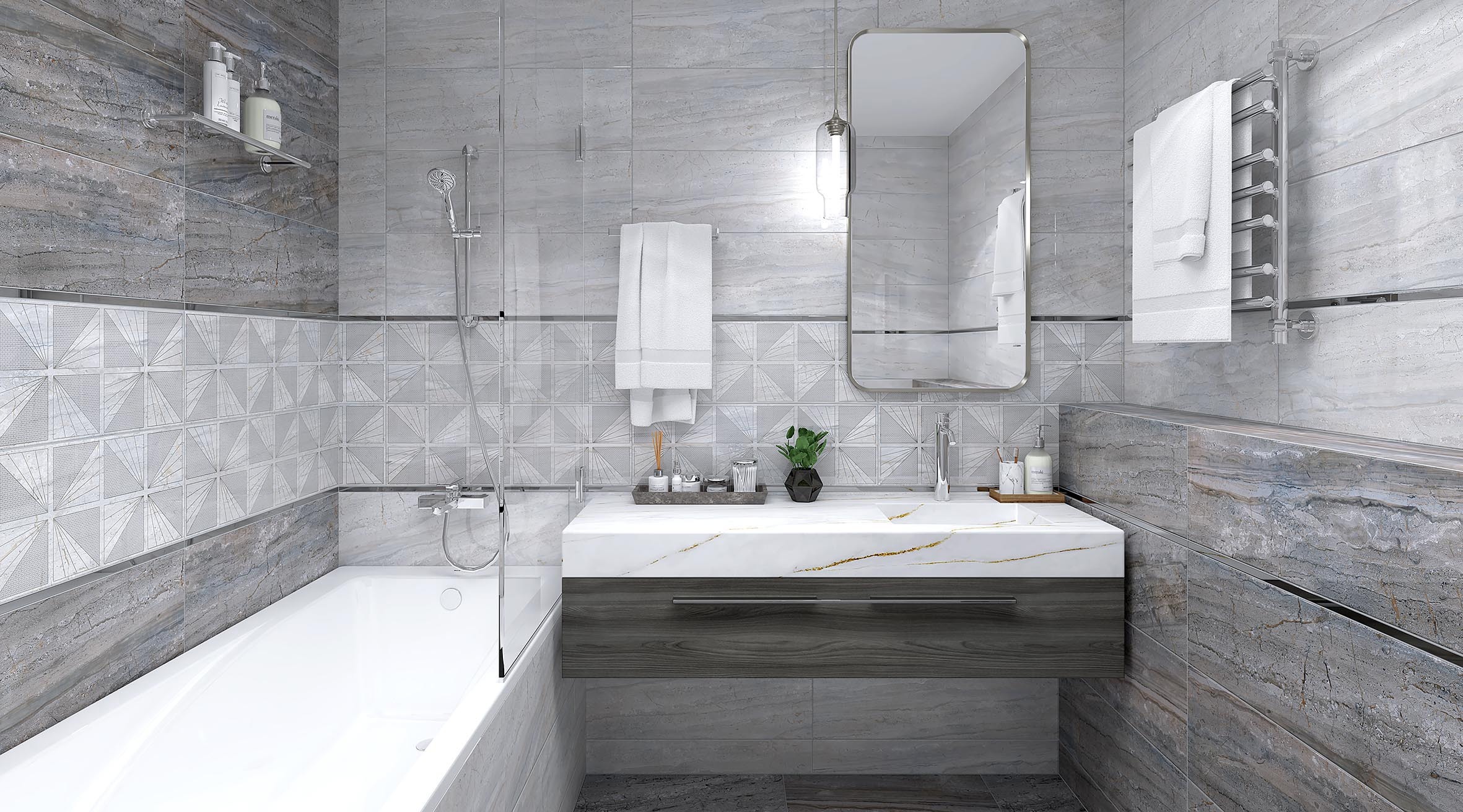 Изображение товара Керамическая плитка Laparet Moon 25x75 см серый для стен 1.69 м²