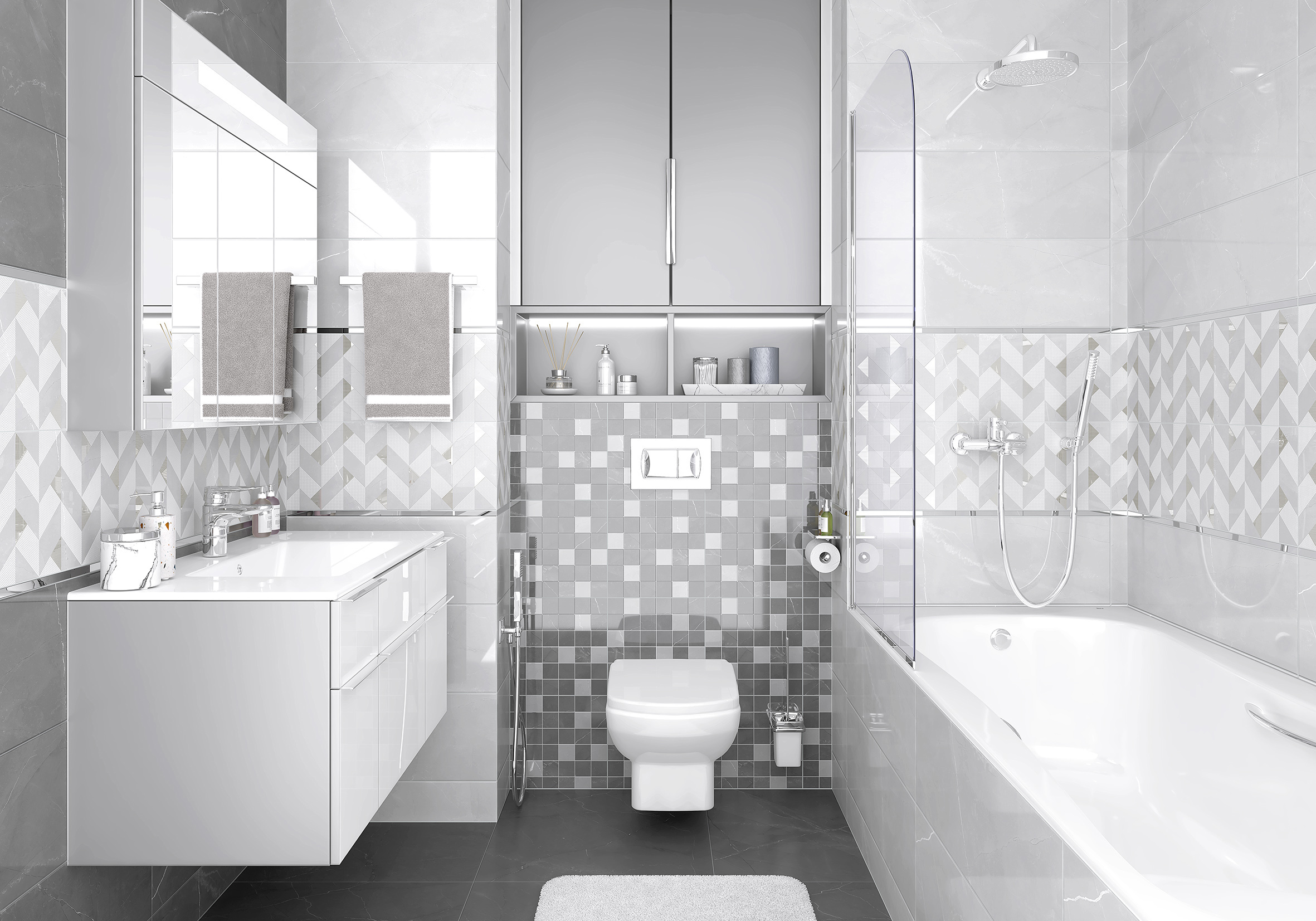 Изображение товара Керамическая настенная плитка Laparet Lima 25x75 см светло-серая для стен