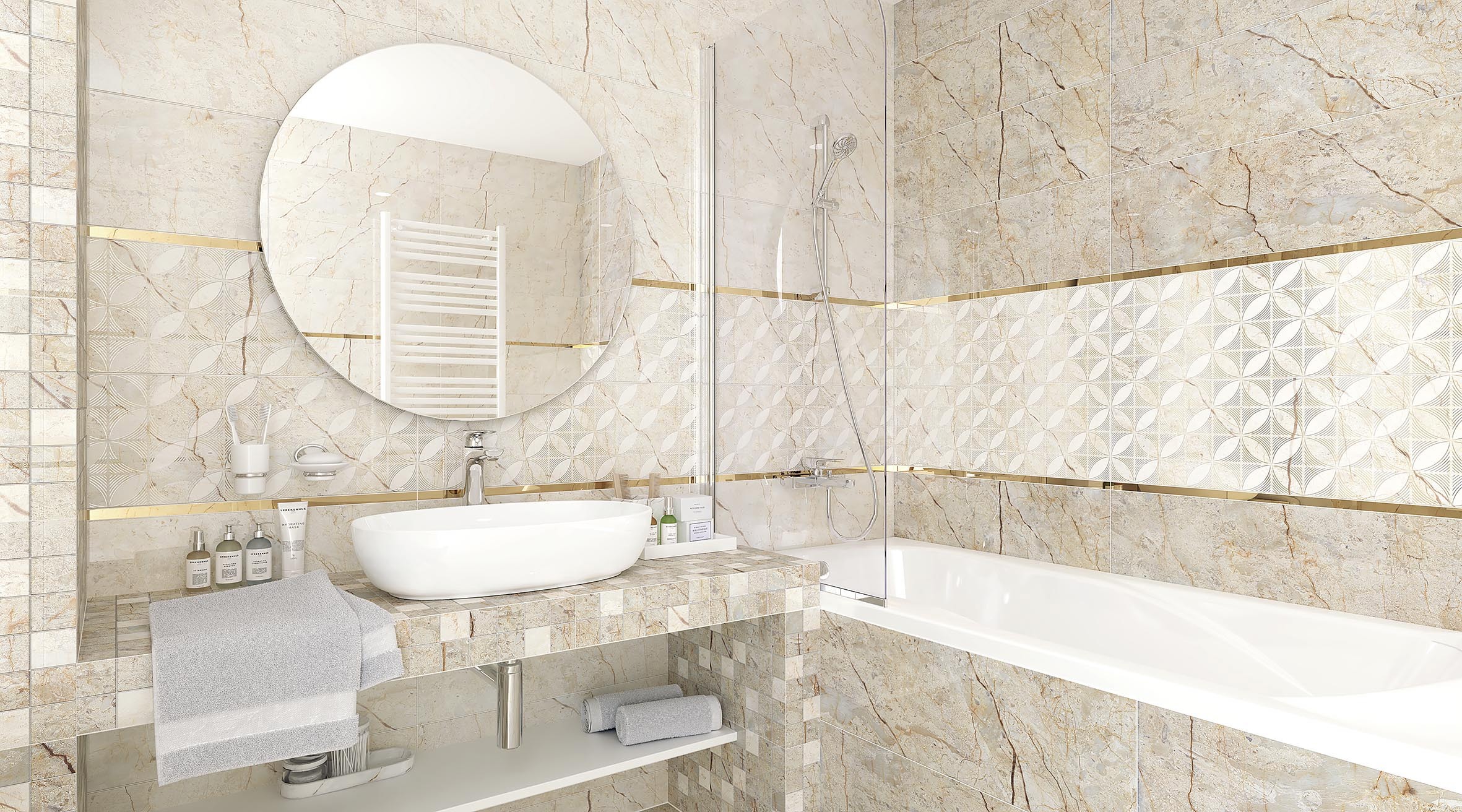 Изображение товара Керамическая плитка Laparet Siera бежевый 25x75 см для стен интерьер дизайн