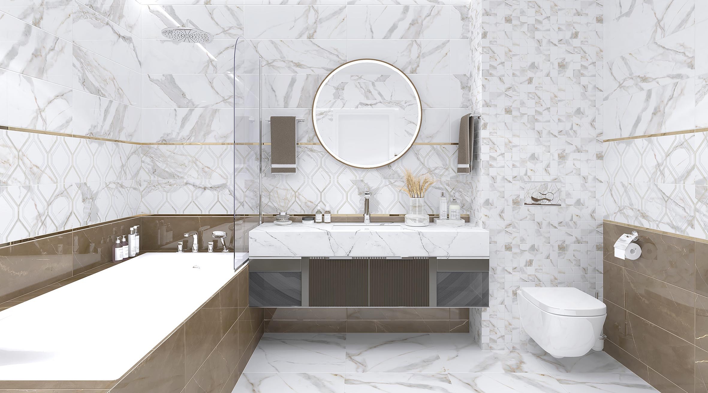 Изображение товара Керамическая настенная плитка Laparet Beryl 25x75 см белая