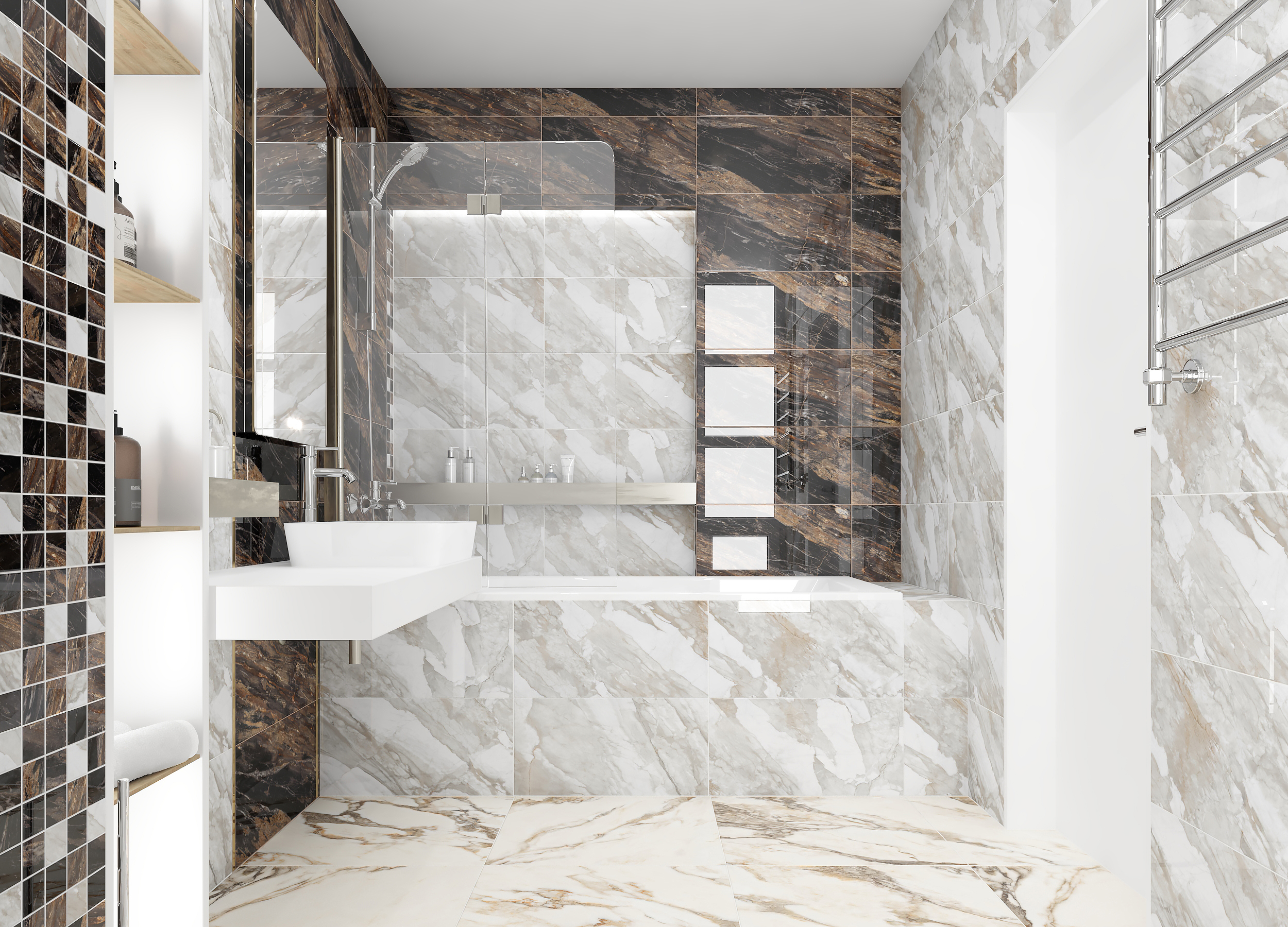 Изображение товара Керамическая плитка Laparet Disco 60x30 см коричневая мраморная настенная