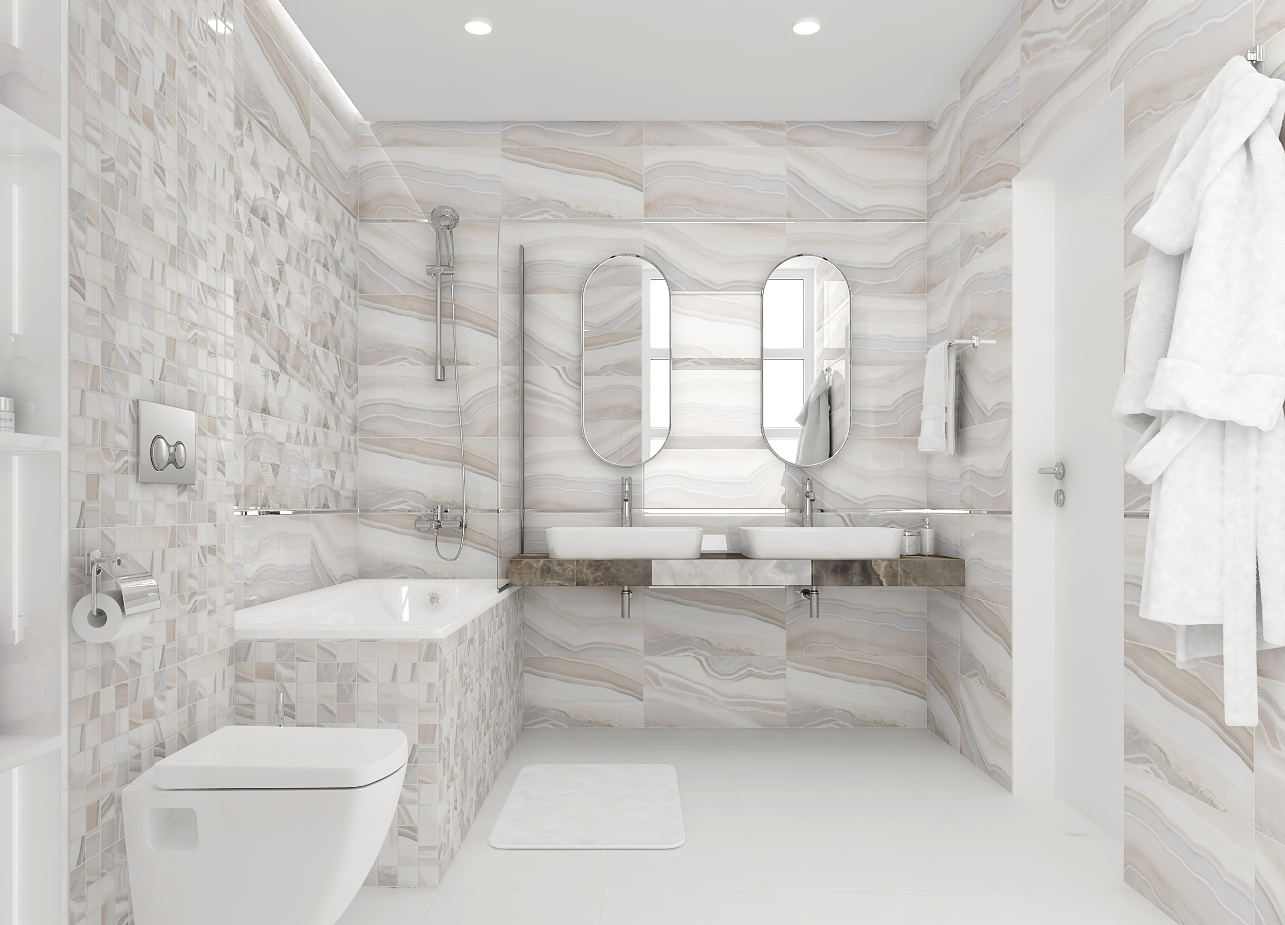 Изображение товара Керамическая настенная плитка Laparet Boreal 60x30 см кремовая для стен интерьера