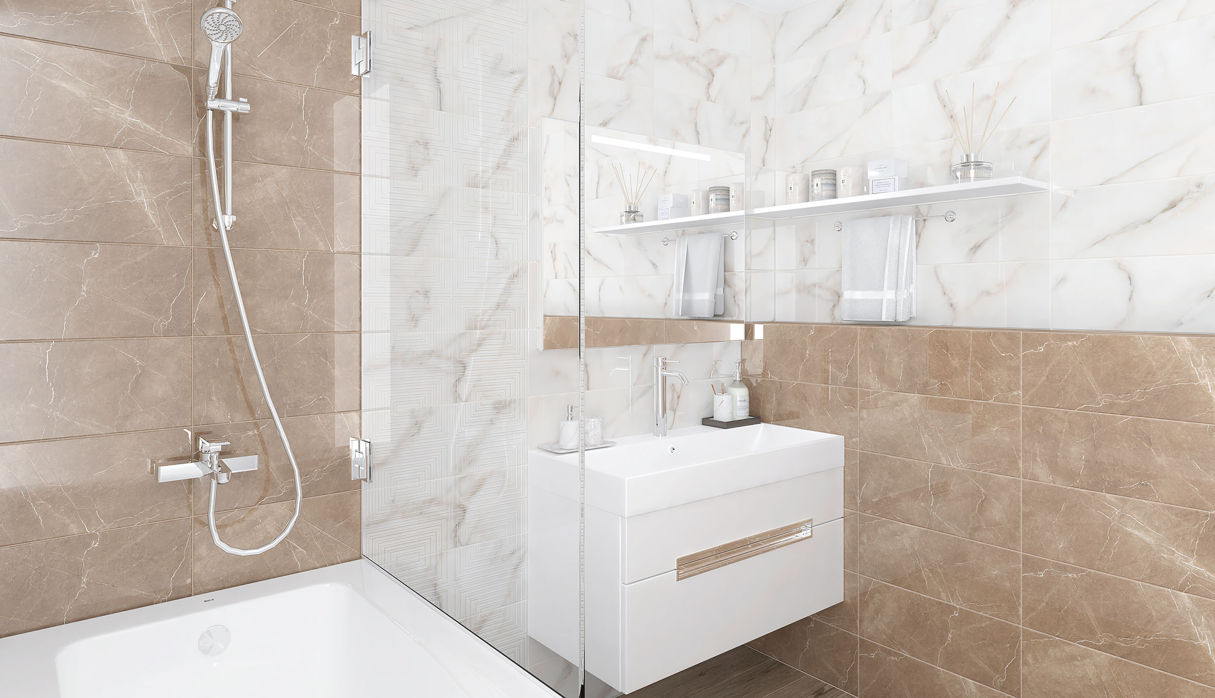 Изображение товара Керамическая плитка Laparet Ivory 20x50 см цвет бежевый