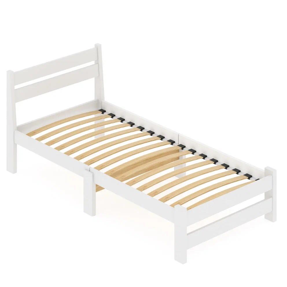 Изображение товара Кровать с ортопедическим основанием Solarius Мишка 60x190 см массив сосны цвет белый