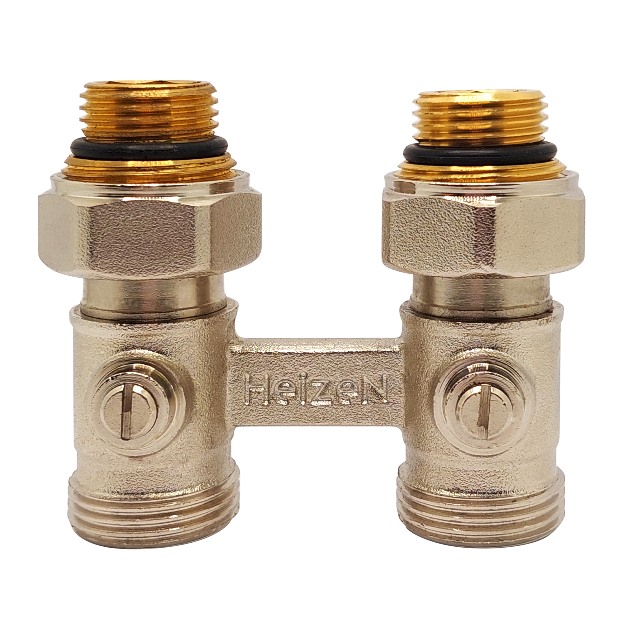 Узел нижнего подключения прямой Н-образный Heizen 3/4"x1/2" для панельных радиаторов латунь - 3