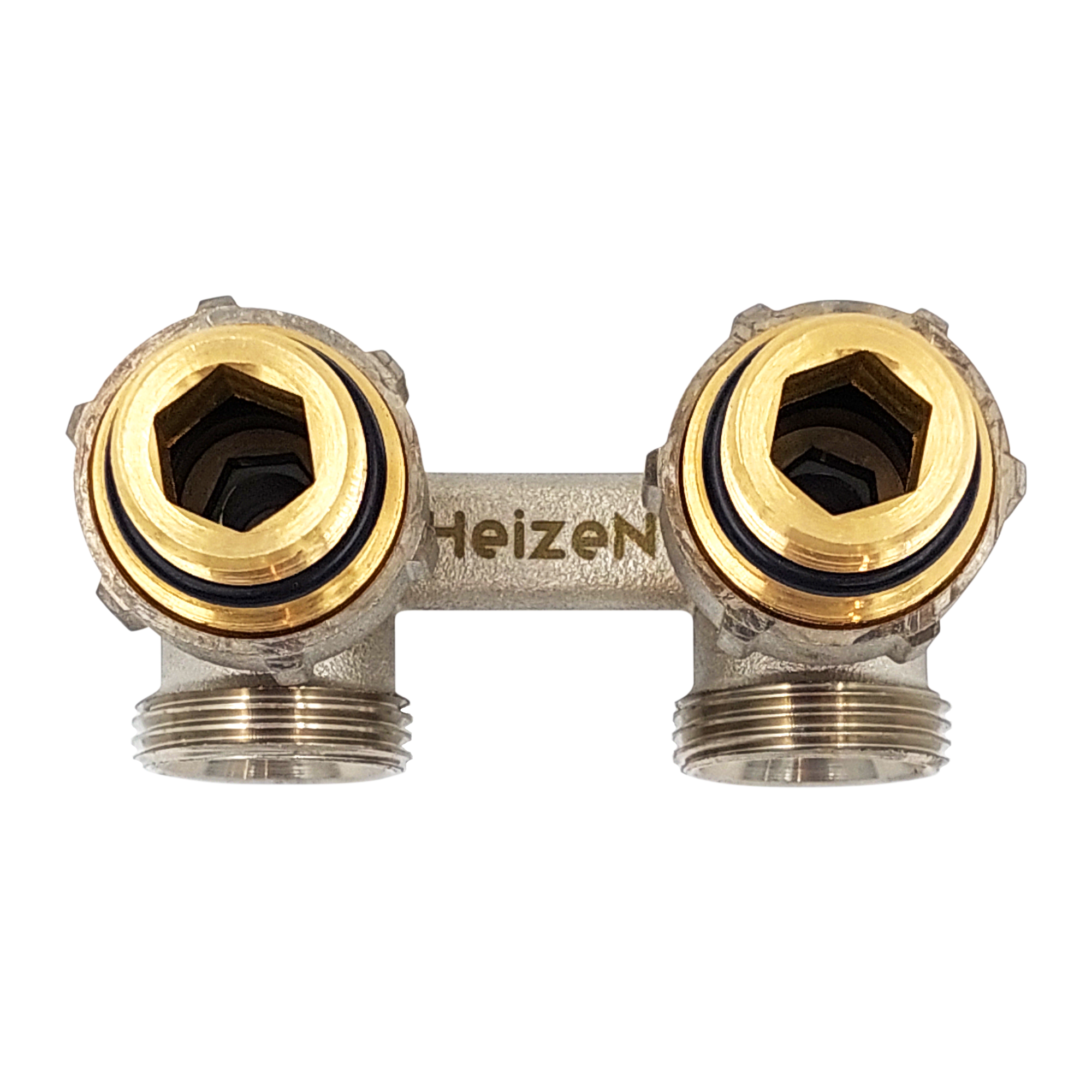 Узел нижнего подключения угловой Н-образный Heizen 3/4"x1/2" для панельных радиаторов латунь - 3