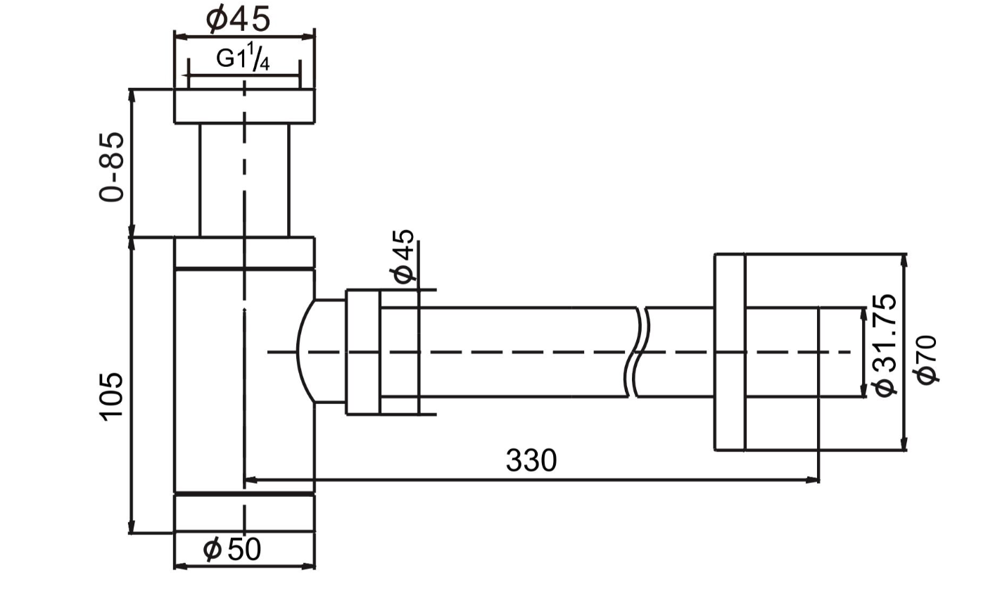 Изображение товара Сифон для раковины D&K D32 мм белый гидрозатвор бутылочный Германия