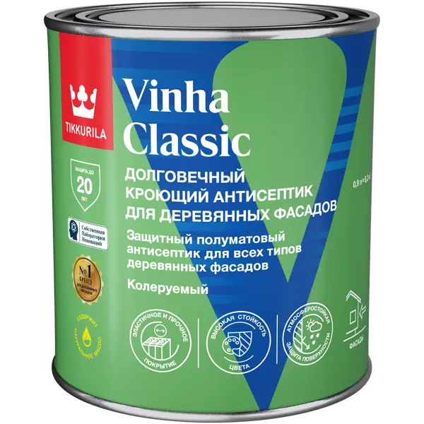 Фото Антисептик кроющий Tikkurila Vinha Classic VVA полуматовый белый 0.9 л