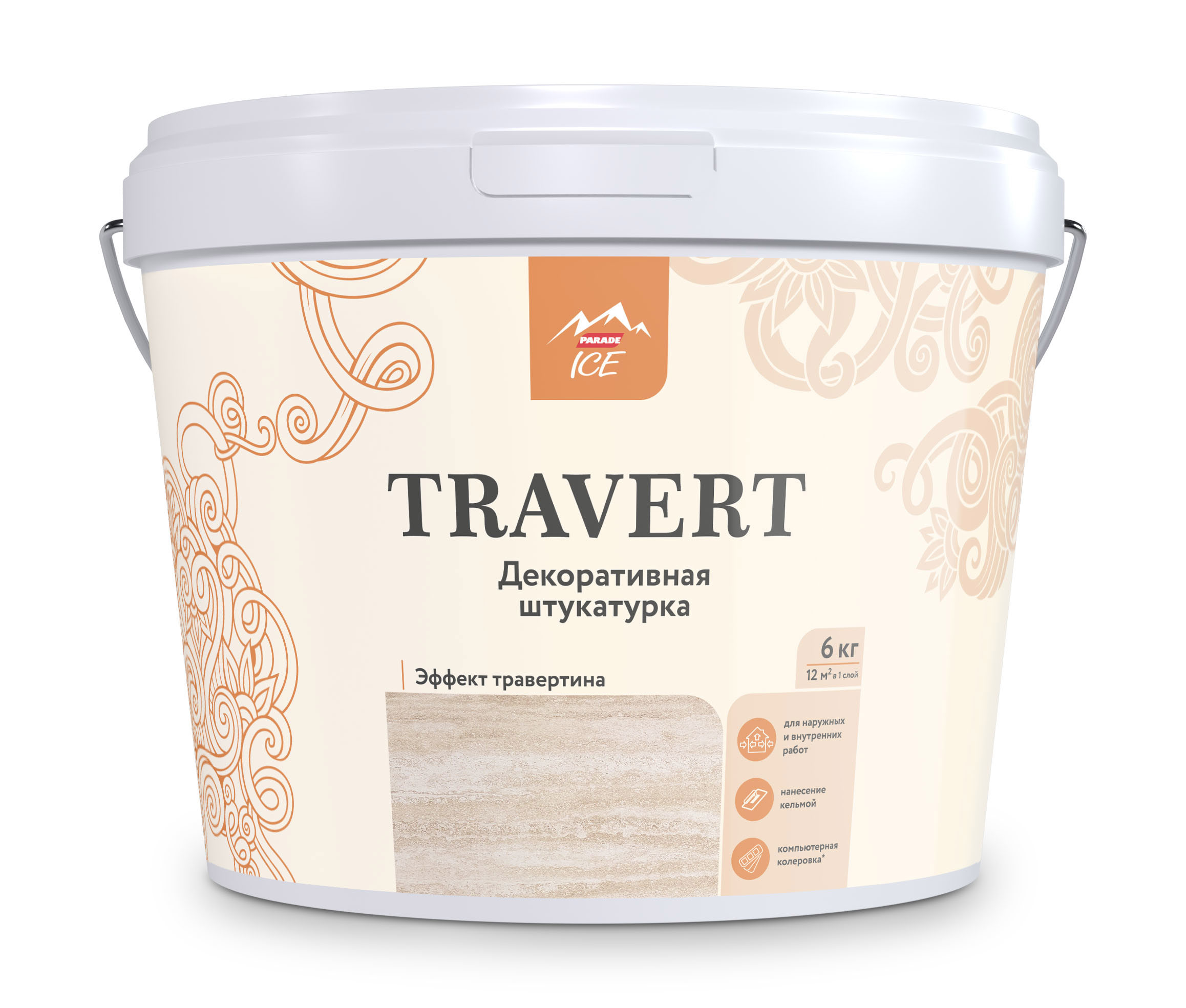 Изображение товара Декоративная штукатурка Parade Travert травертин 6 кг для внутренней и наружной отделки