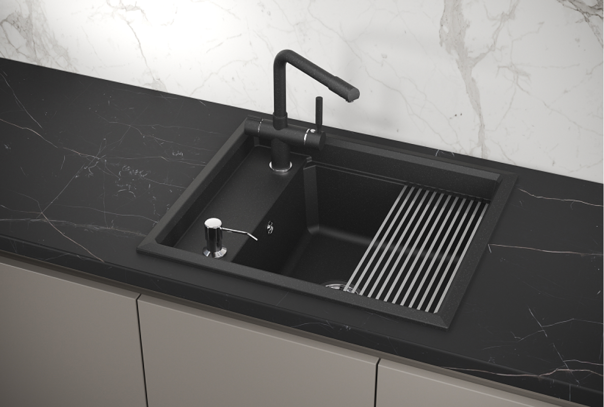 Изображение товара Врезная мойка Granula 6004 60x60x24.50 см кварц цвет черный