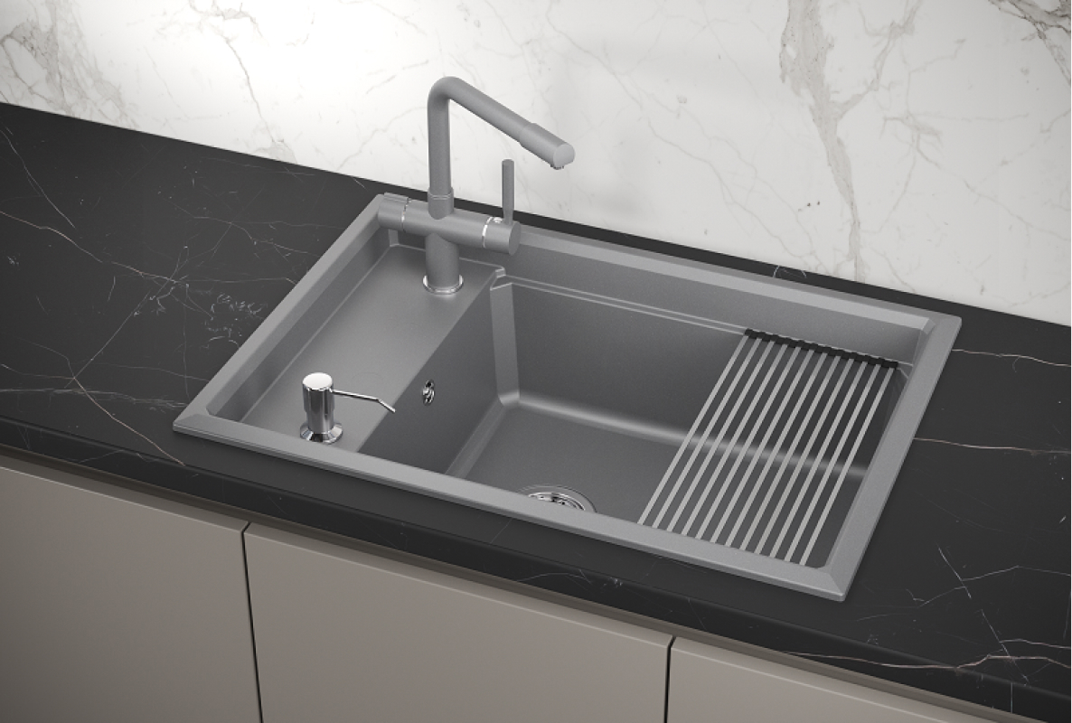 Изображение товара Врезная кухонная мойка Granula 7305 из искусственного камня 73x73 см серый