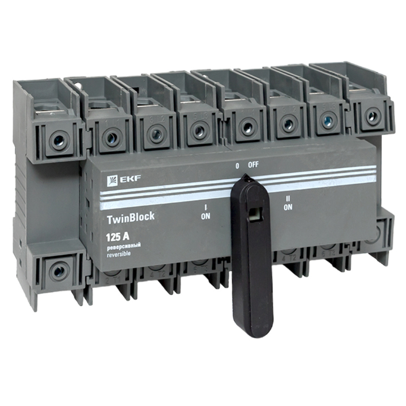 Изображение товара Рубильник EKF TwinBlock 125 A 4P реверсивный c рукояткой для прямой установки