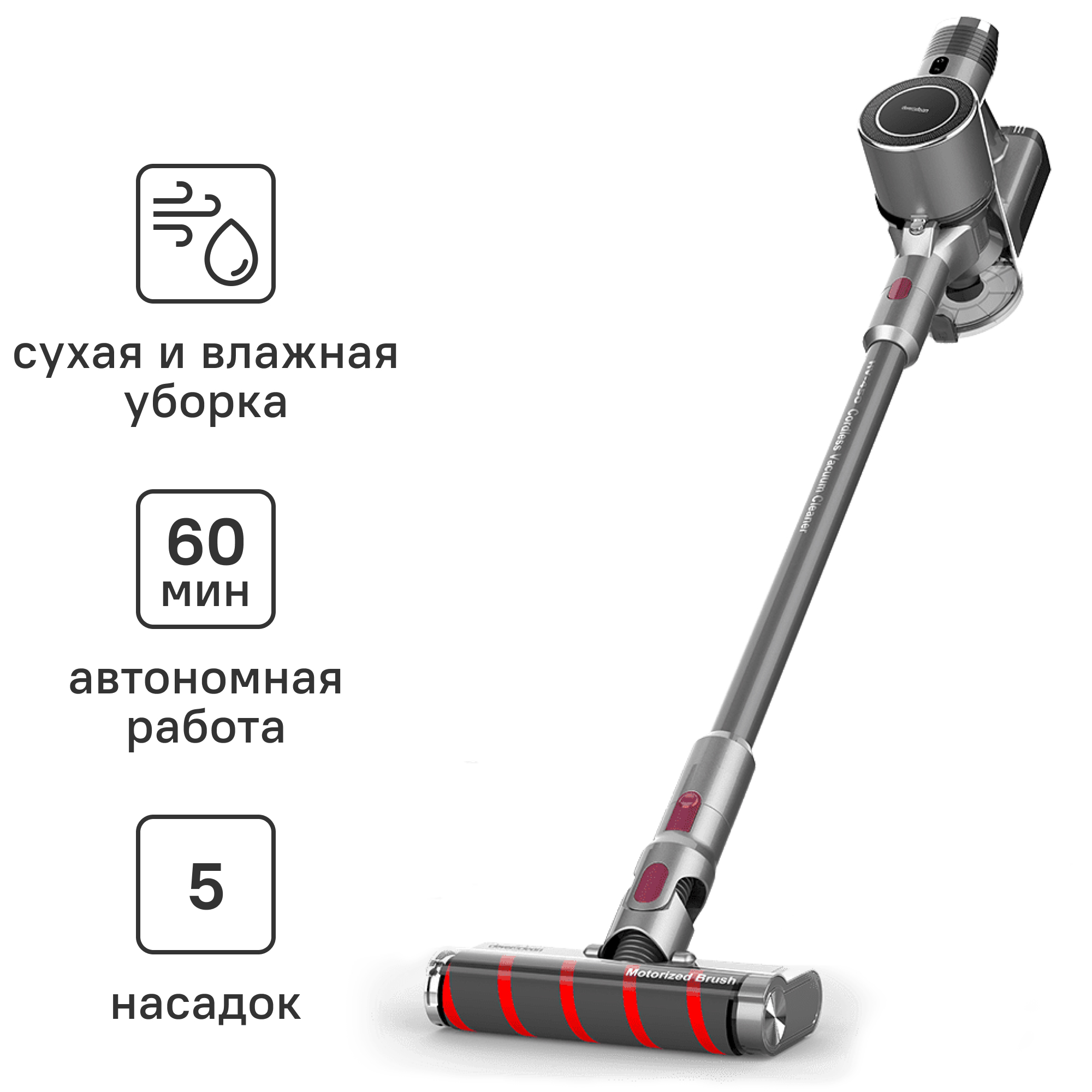 Изображение товара Вертикальный пылесос Clever&Clean HV-450 с функцией влажной уборки 350 Вт