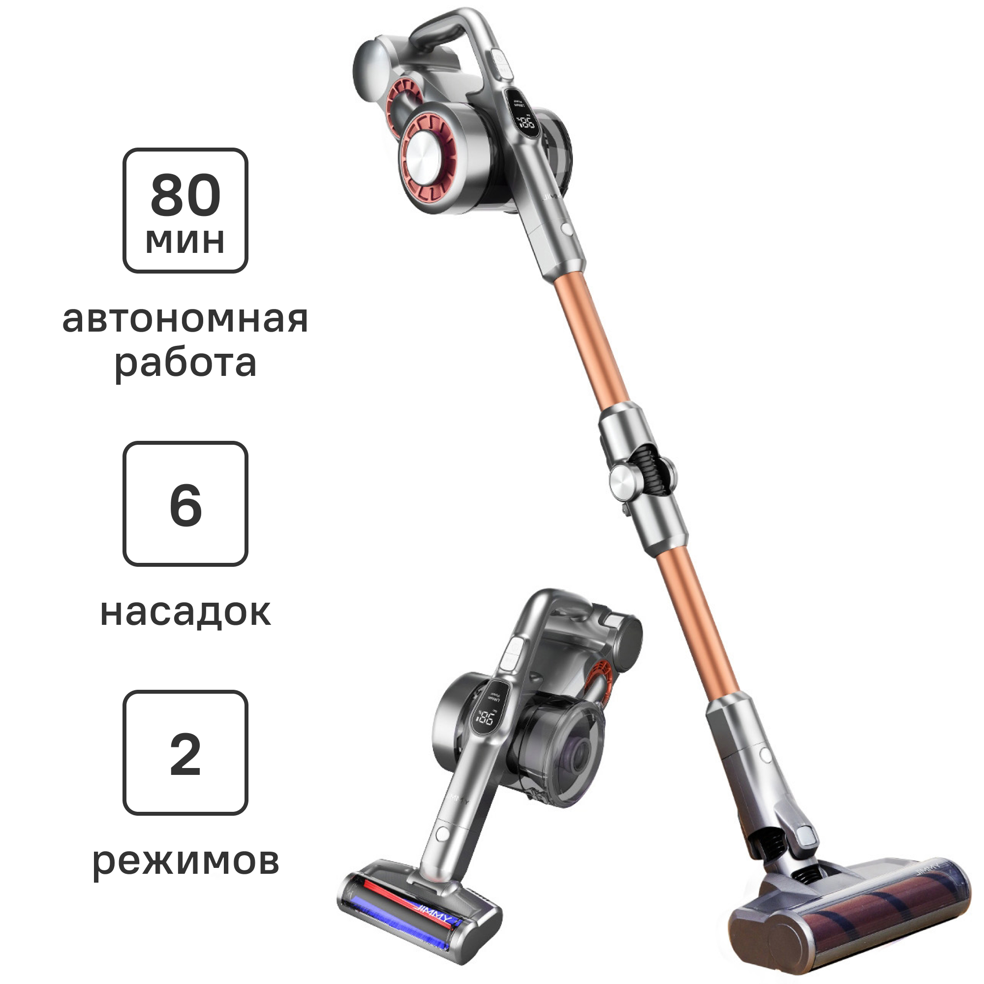 Изображение товара Вертикальный пылесос Jimmy H9 Pro 600 Вт HEPA фильтр аккумулятор 80 мин