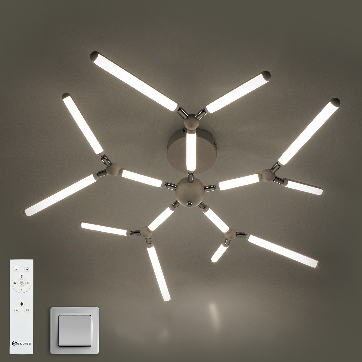 Изображение товара Люстра потолочная светодиодная Estares УУО00005143 с пультом управления 15 м² регулируемый белый свет цвет белый