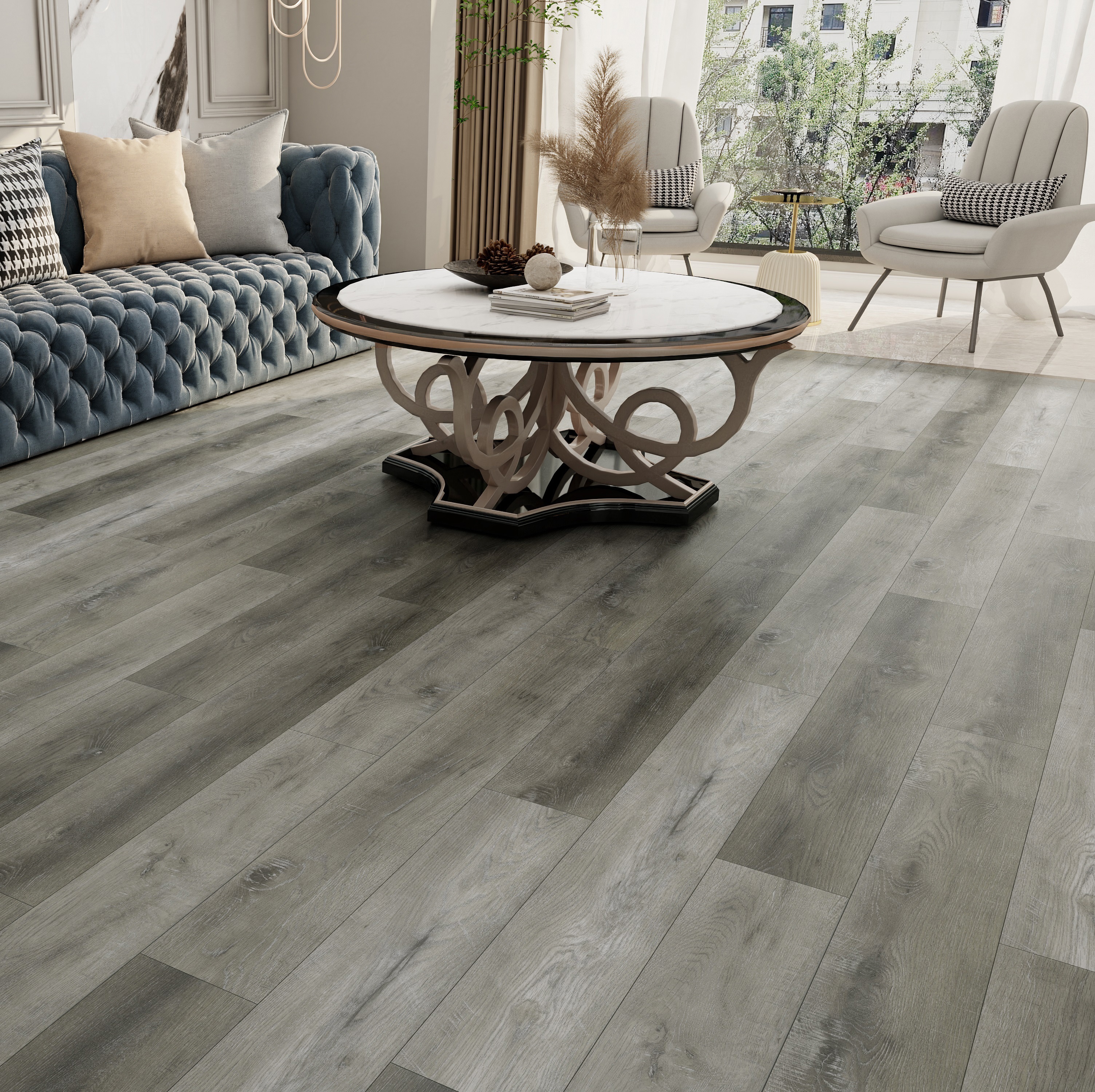 Изображение товара SPC плитка ViFloor Ideal Дуб Дориан 122x18.4 см влагостойкая с подложкой