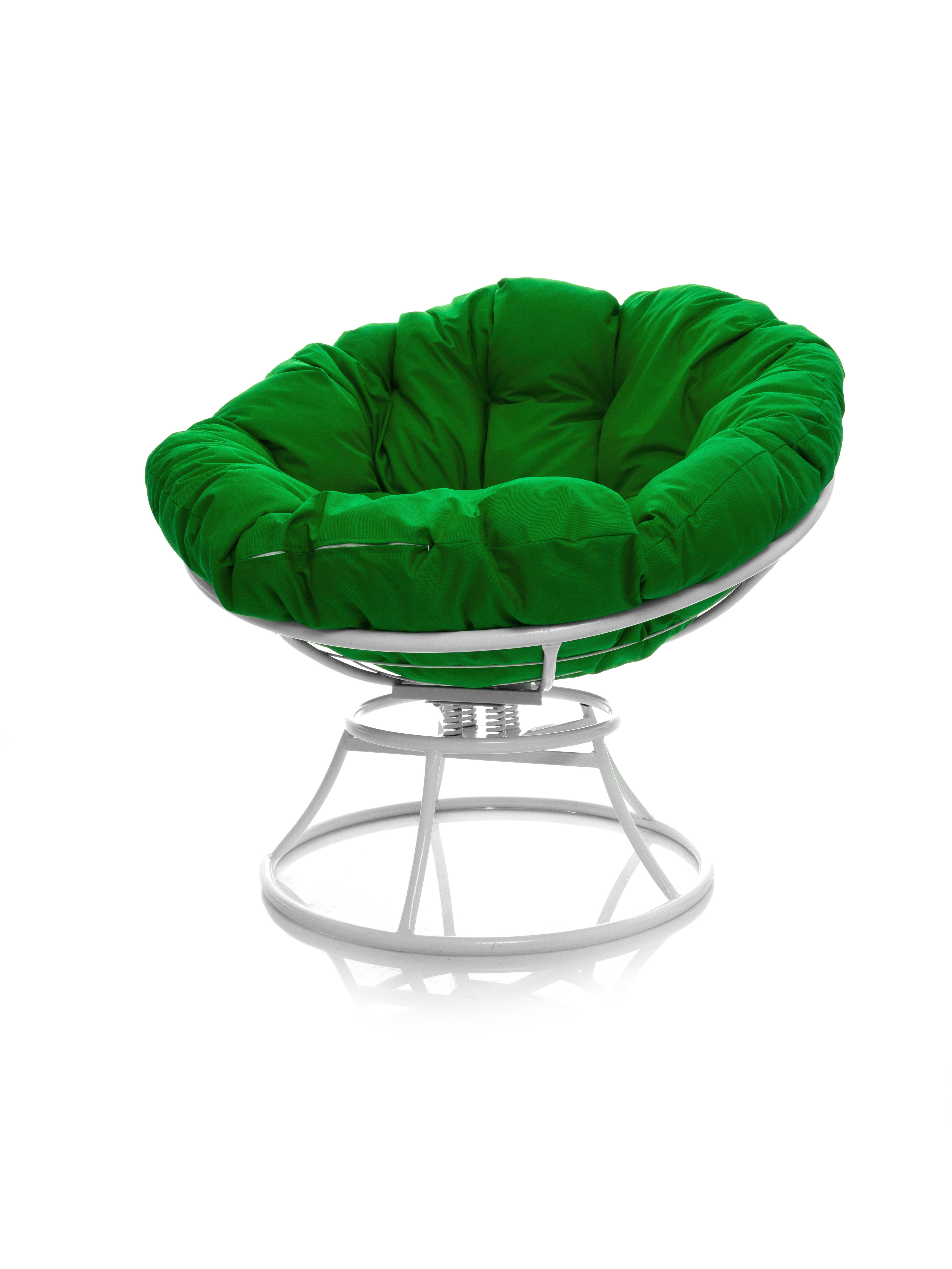 Изображение товара Кресло садовое M-group 12040104 Папасан белое с зелеными подушками