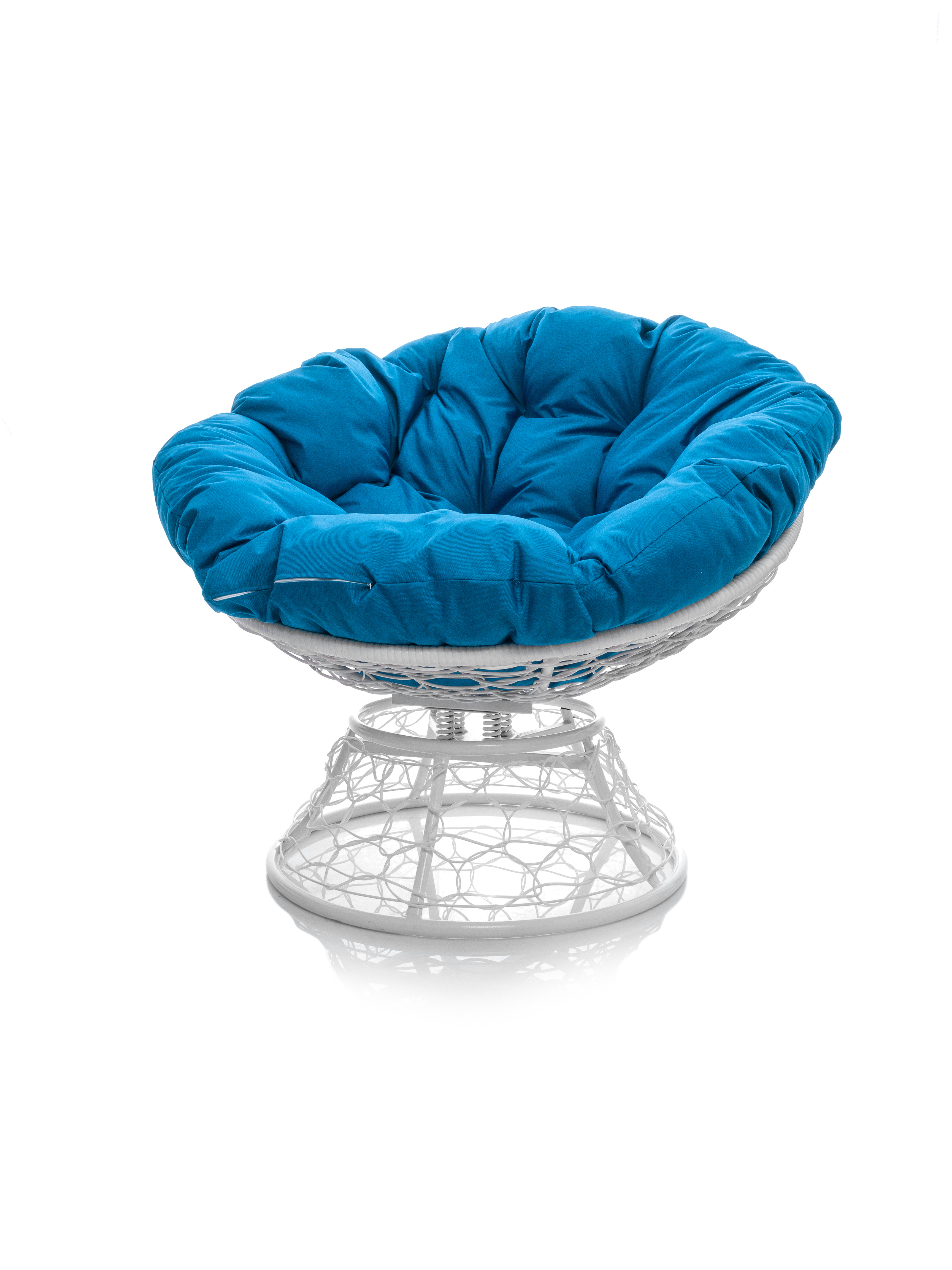 Изображение товара Кресло садовое М-group Папасан из ротанга с подушками голубого цвета