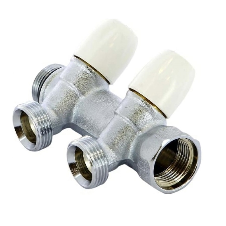 Изображение товара Коллектор Tiemme 1860022 на 2 выхода 1x1/2 дюйма латунь для водоснабжения и отопления