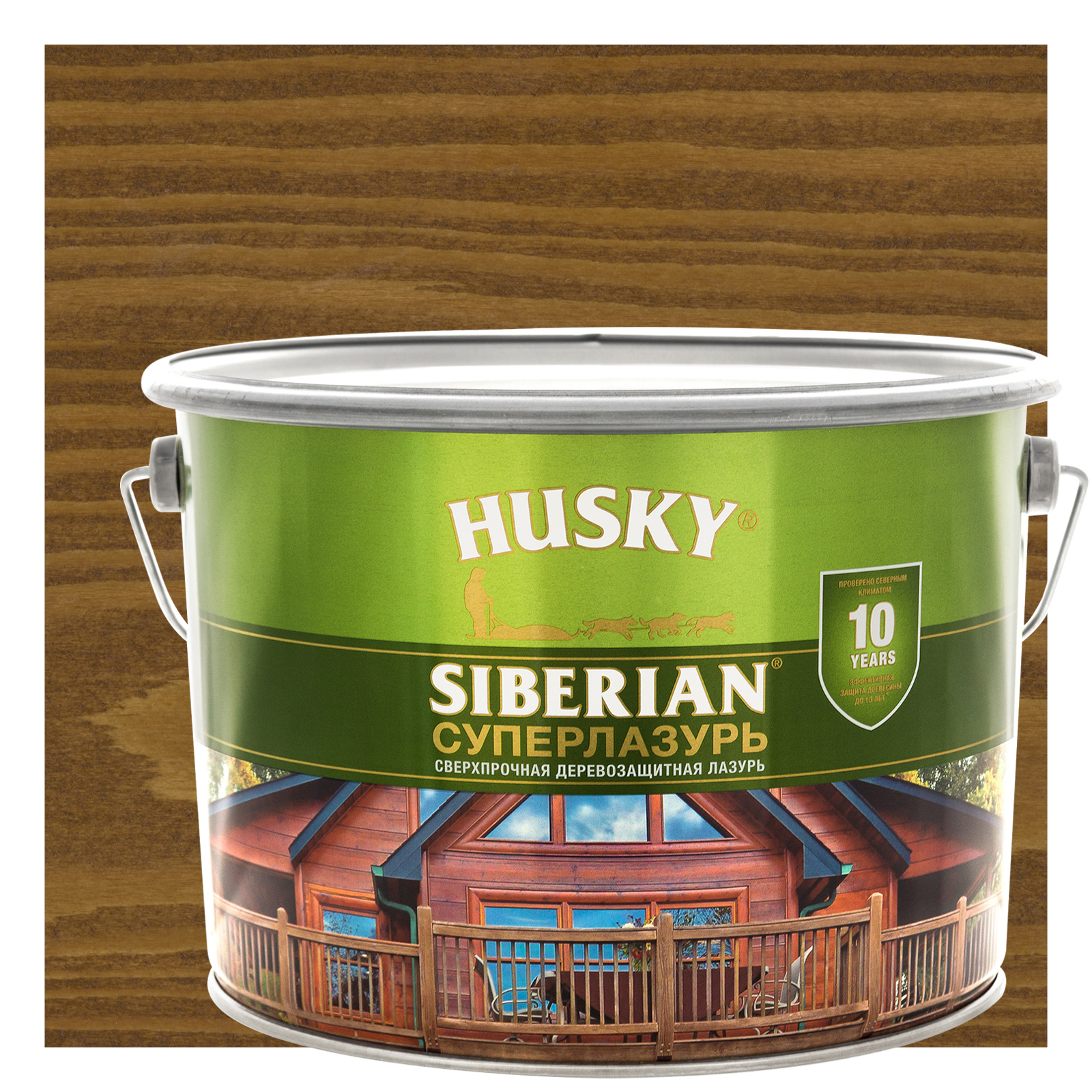 Изображение товара Лазурь для дерева Husky Siberian Суперлазурь цвет ореховое дерево 9 л