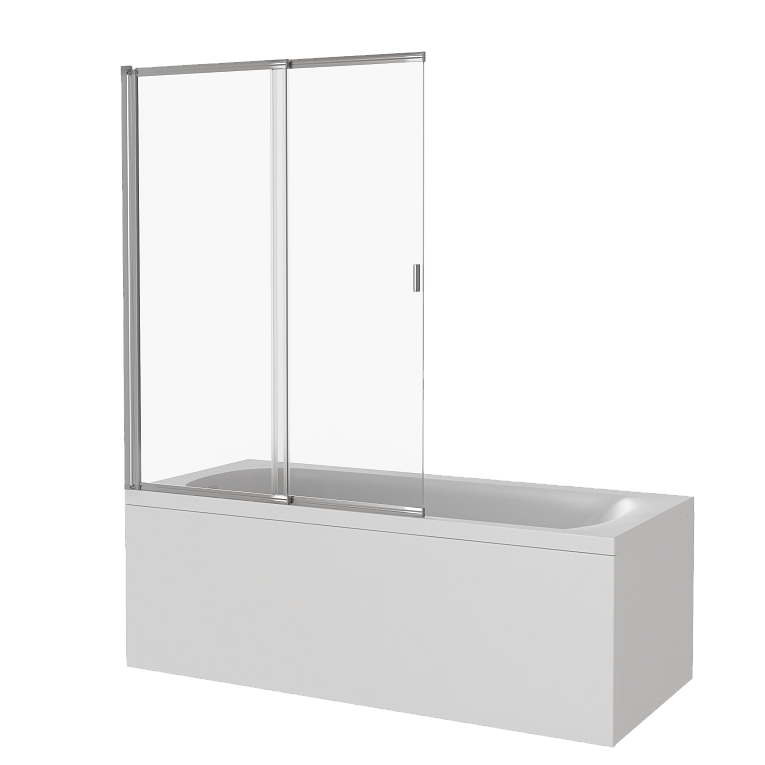 Ширма на ванну Screen раздвижная 100x140 см прозрачное стекло профиль хром