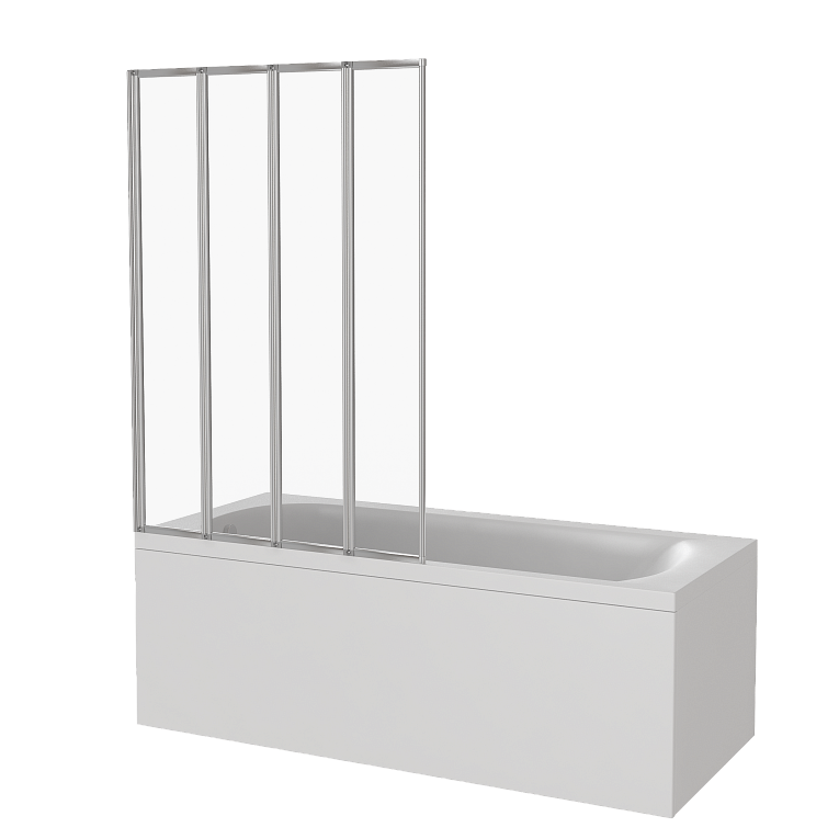 Изображение товара Ширма на ванну Screen складная 100x140 см прозрачное стекло профиль хром