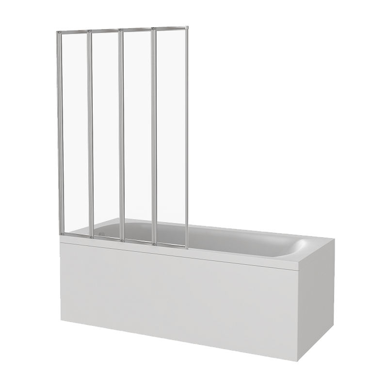 Ширма на ванну Screen складная 100x140 см прозрачное стекло профиль хром