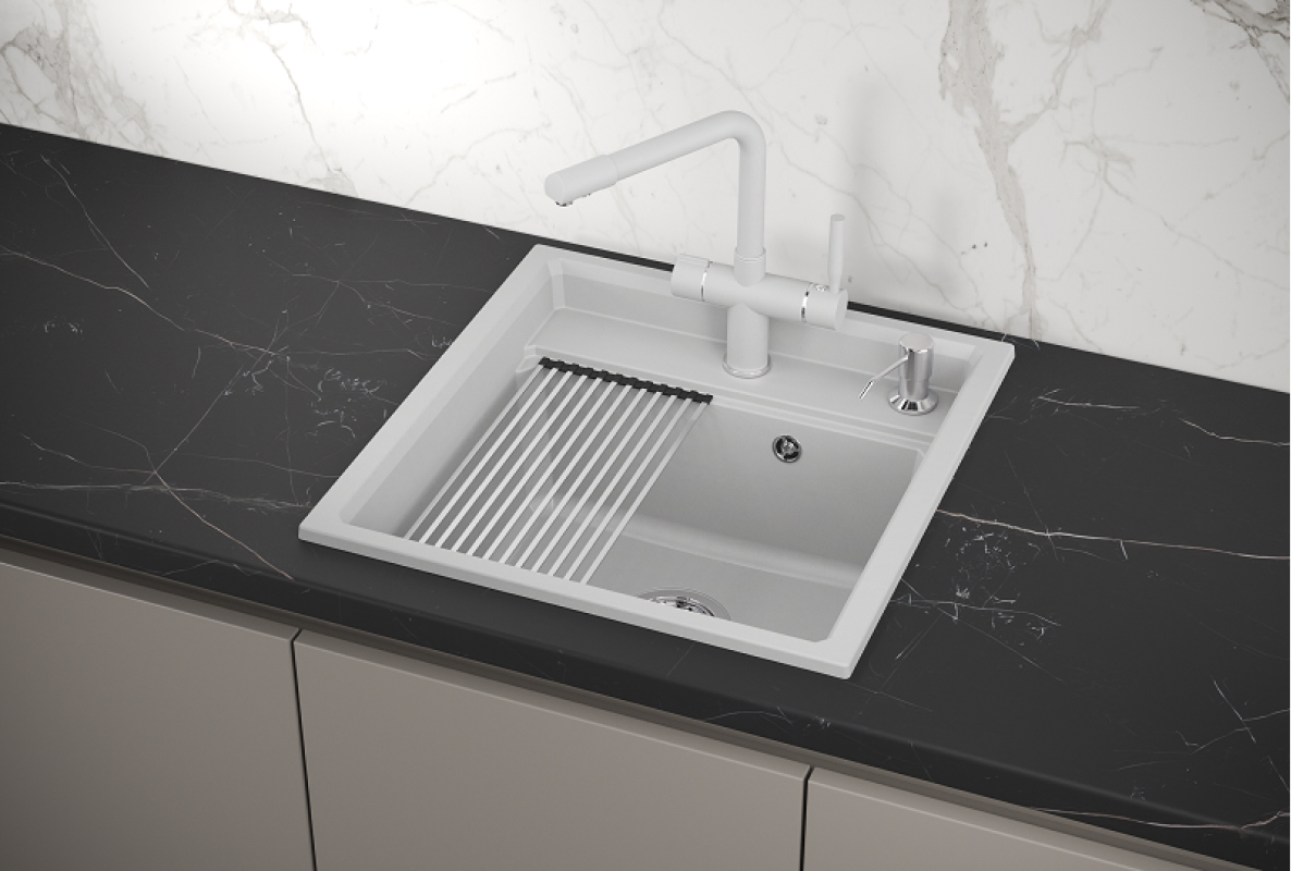 Изображение товара Врезная мойка Granula KITCHEN SPACE 50x51 см глубина 24.50 см кварц цвет белый