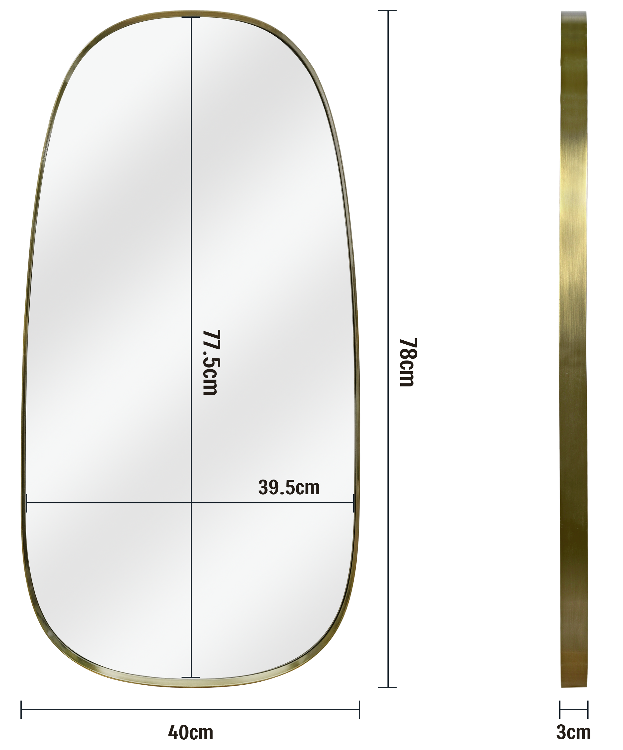 Зеркало декоративное Inspire Glam Brass прямоугольное 40x78 см - 2