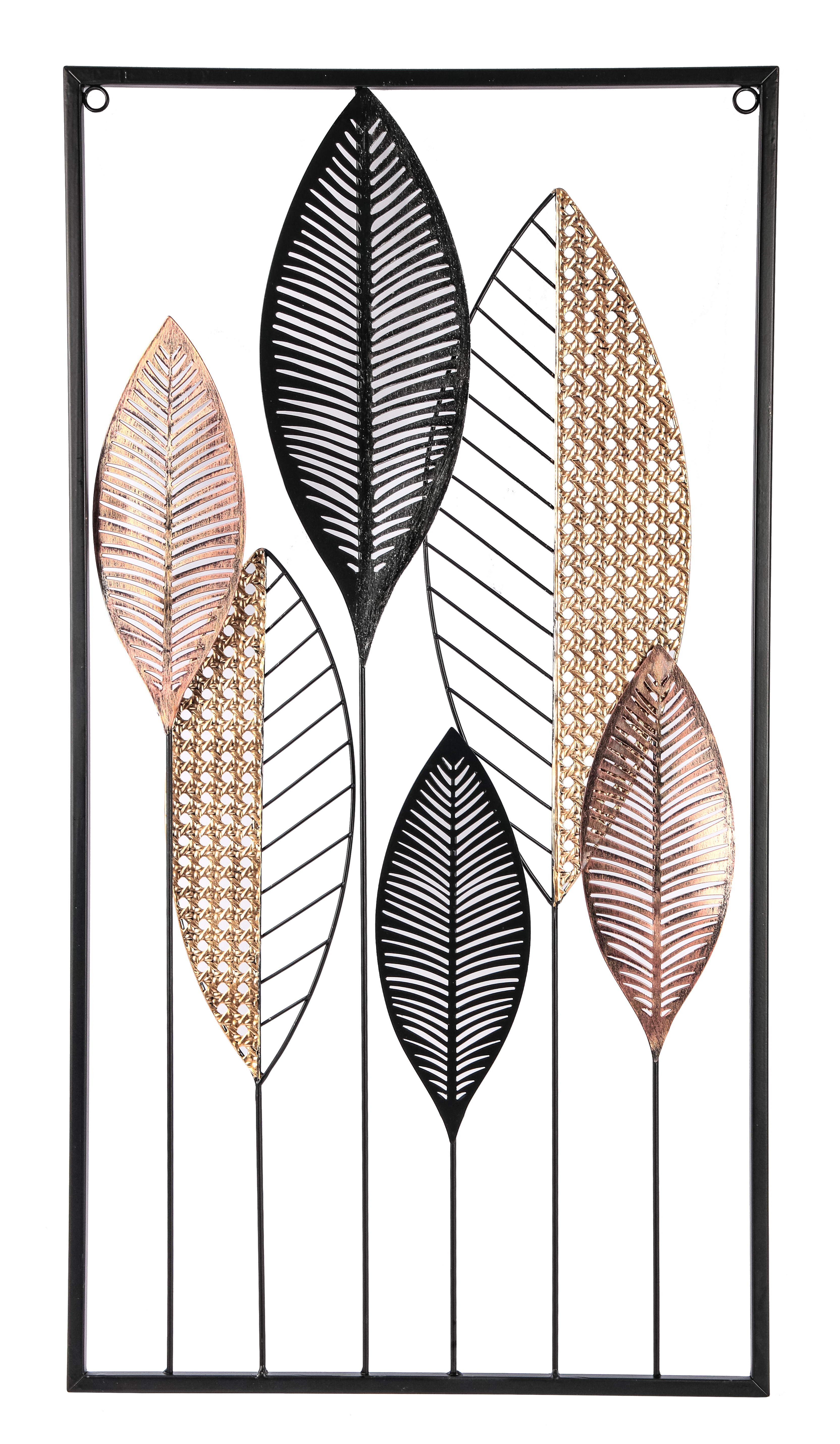 Изображение товара Панно настенное Листья металл 75x40 см серебристо-черный