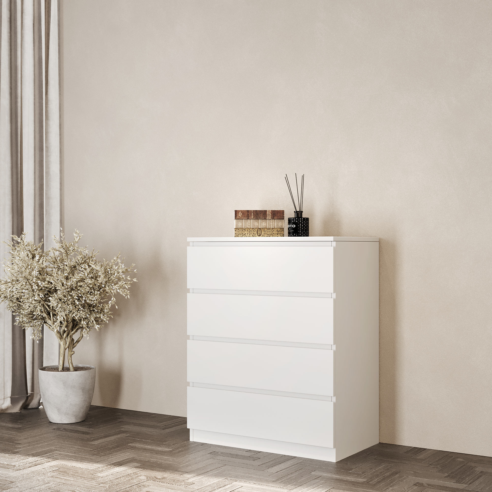 Комод 4 ящика 50x80x39.4 см ЛДСП цвет белый