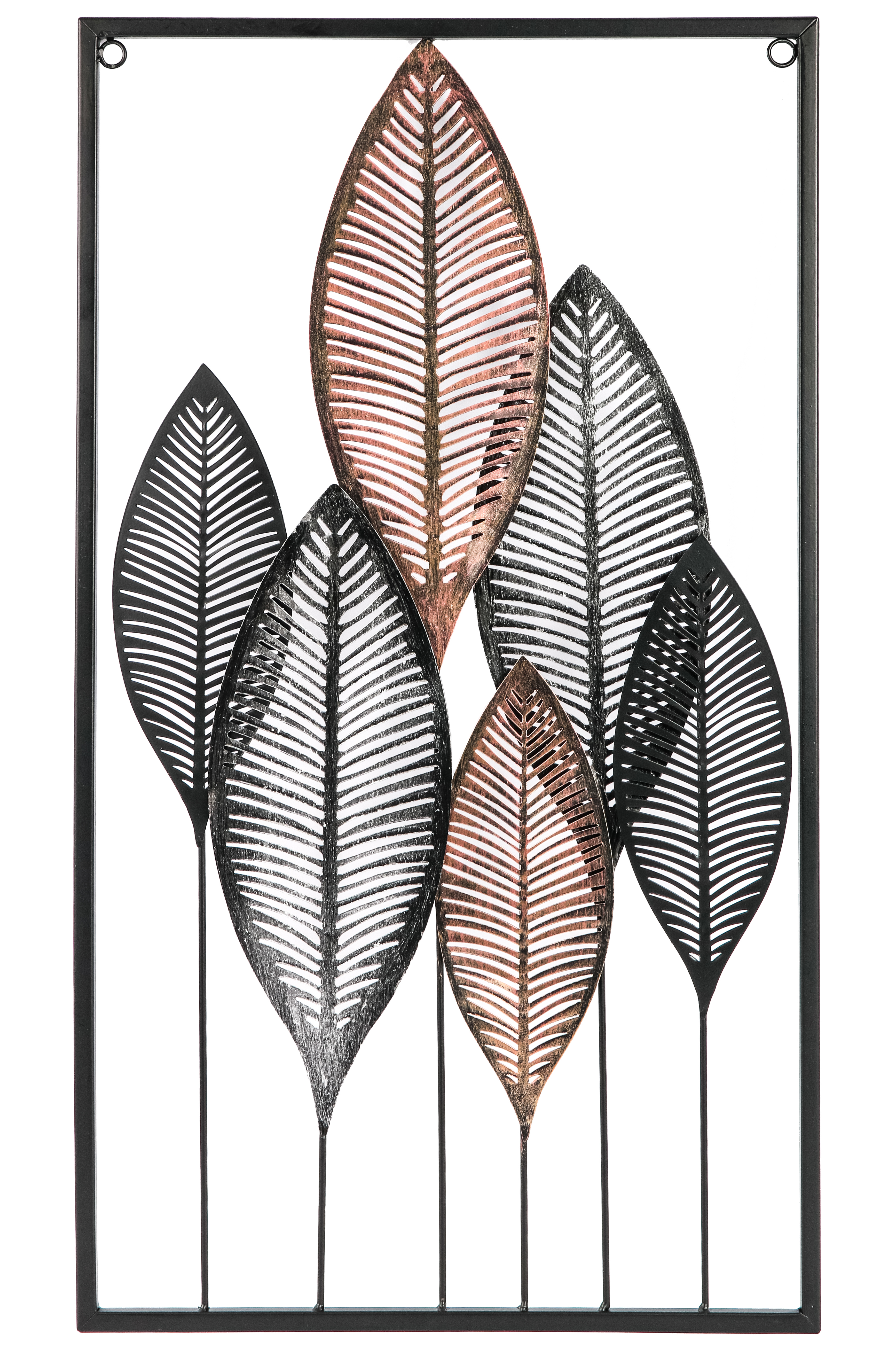 Панно настенное Листья металл 65x37 см черный