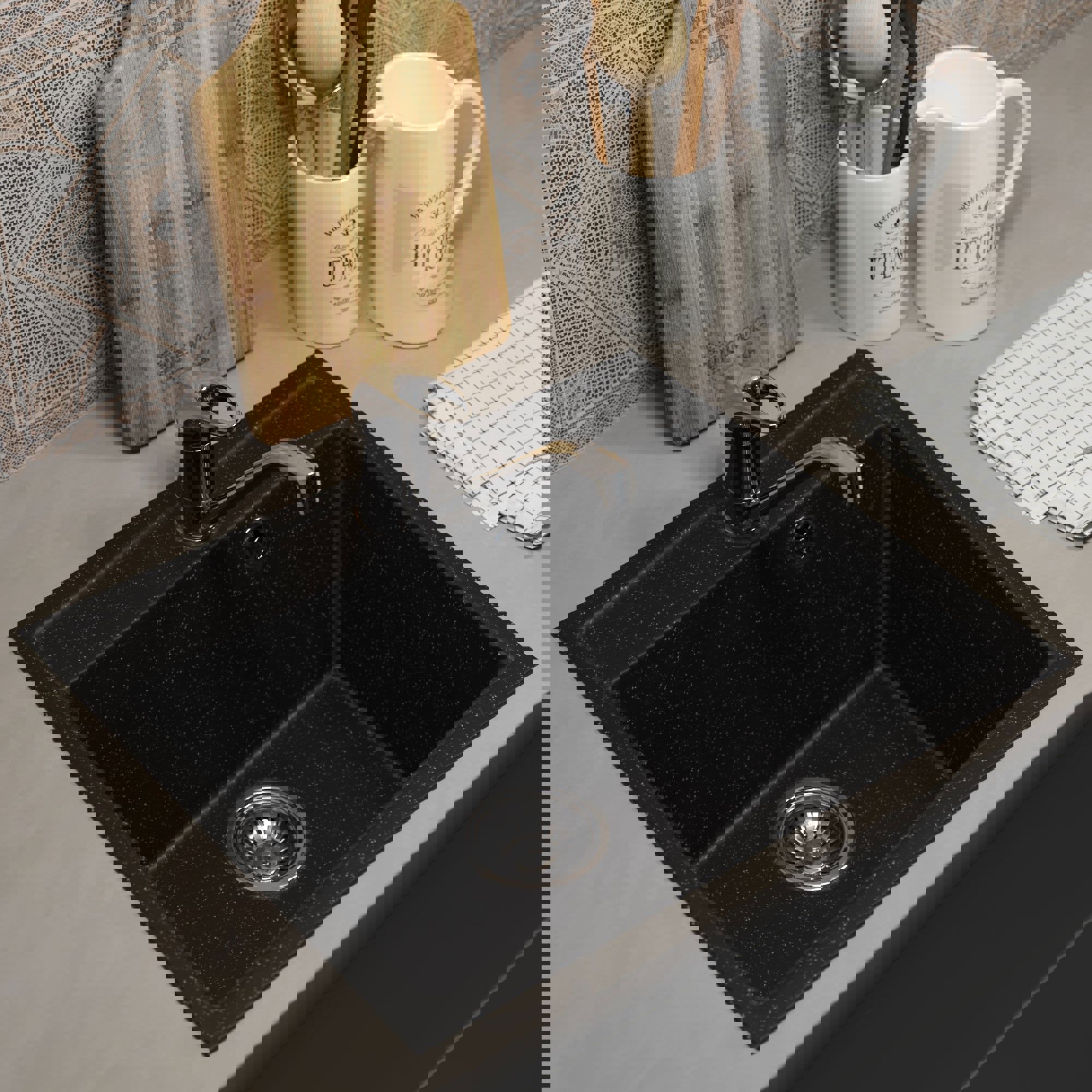 Изображение товара Врезная кухонная мойка из искусственного камня Uperwood ECON UPD-408m черная