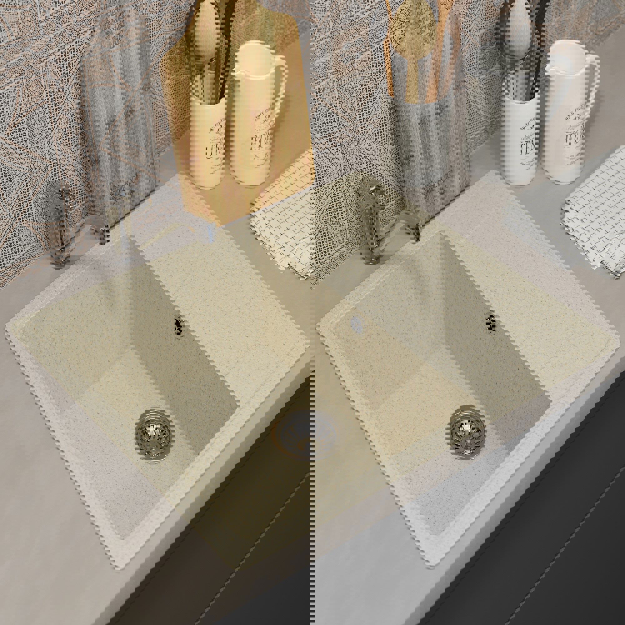 Изображение товара Мойка для кухни врезная из искусственного камня Uperwood ECON UPD-201m 49.5x57.5 см бежевый