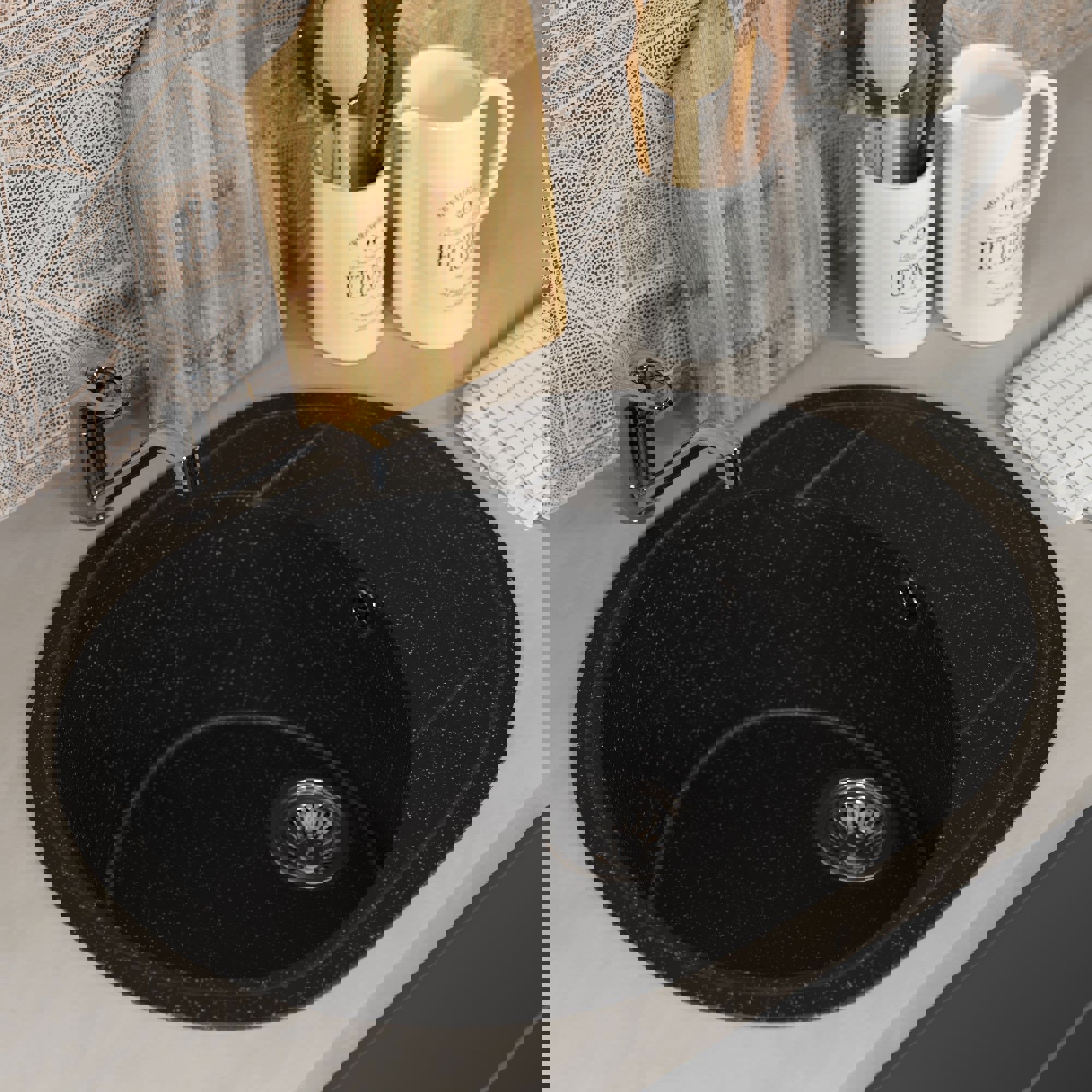 Изображение товара Мойка для кухни врезная Uperwood ECON UPD-107m 47x61 см искусственный камень черная