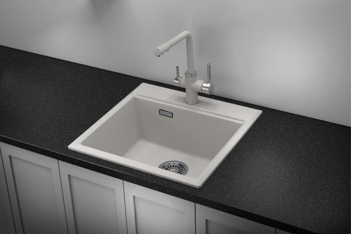 Изображение товара Мойка для кухни врезная Comfort 5202 52x50 см кварц светло-серый