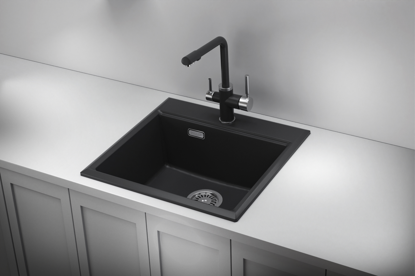 Изображение товара Мойка для кухни врезная Comfort 5202 52x50 см глубина чаши 20 см кварц цвет шварц черный