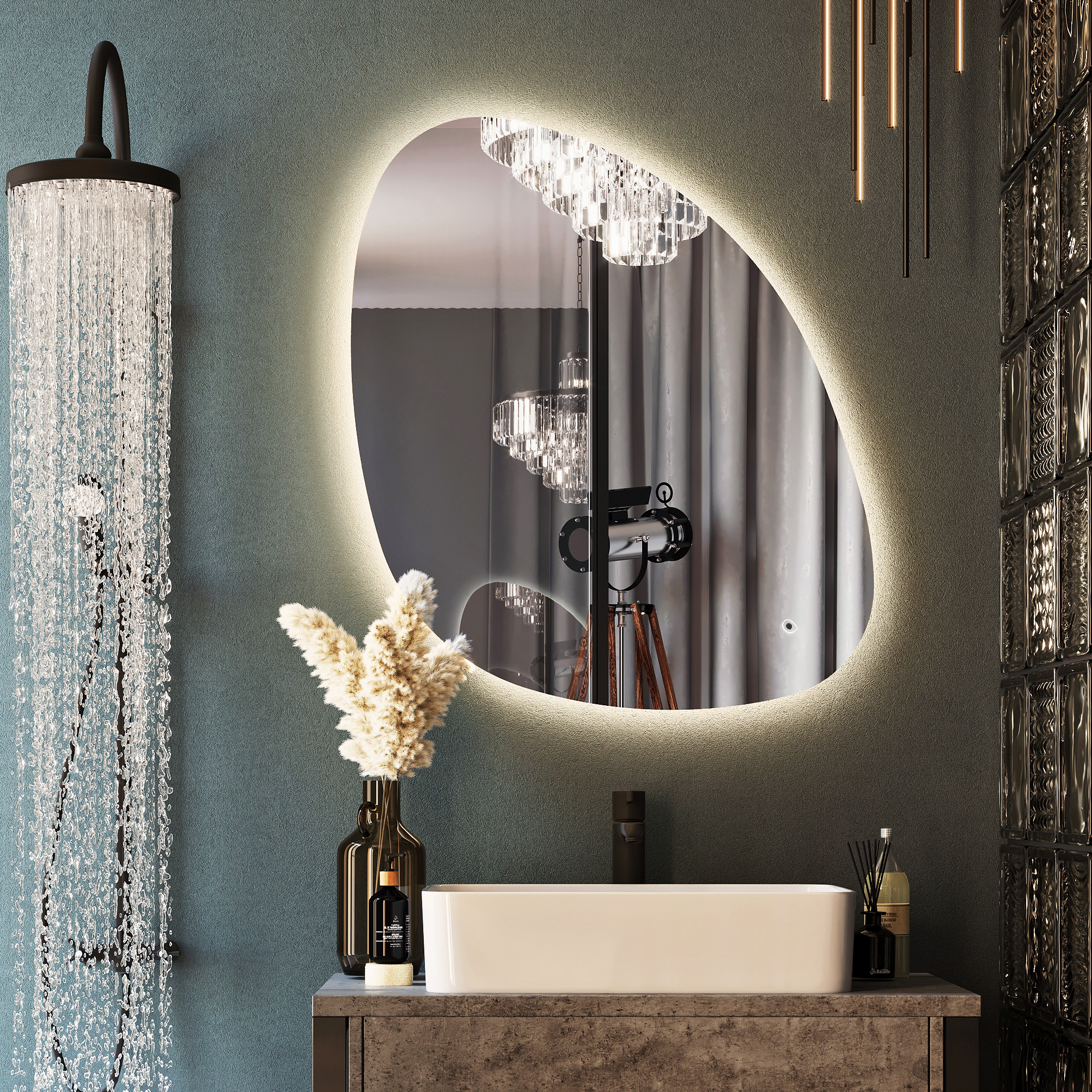 Изображение товара Зеркало для ванной Omega Glass Дижон Плюс SD74 60x85 см асимметричное с подсветкой