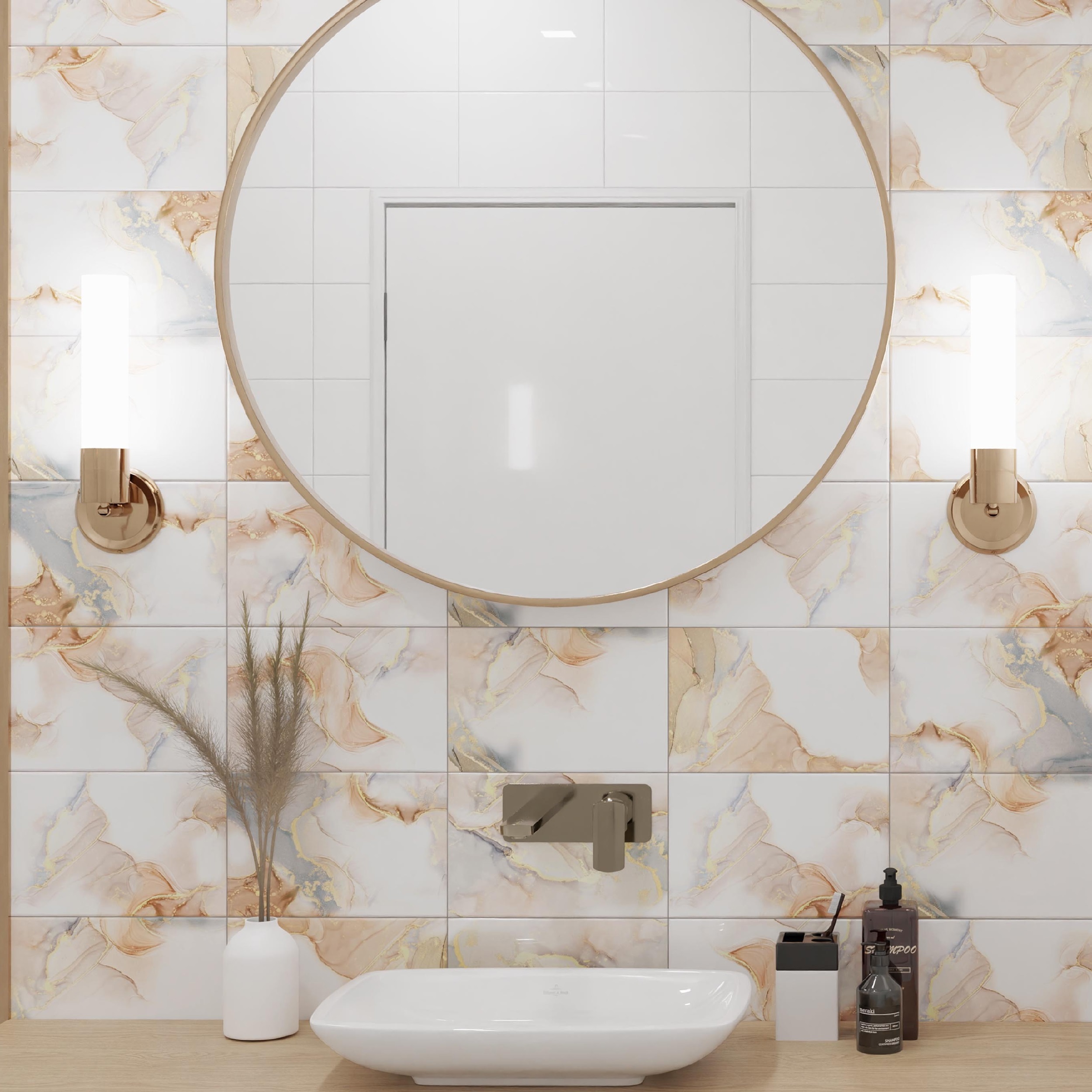 Изображение товара Плитка настенная Axima Малави 20x30 см 1.44 м² глянцевая цвет темный с орнаментом