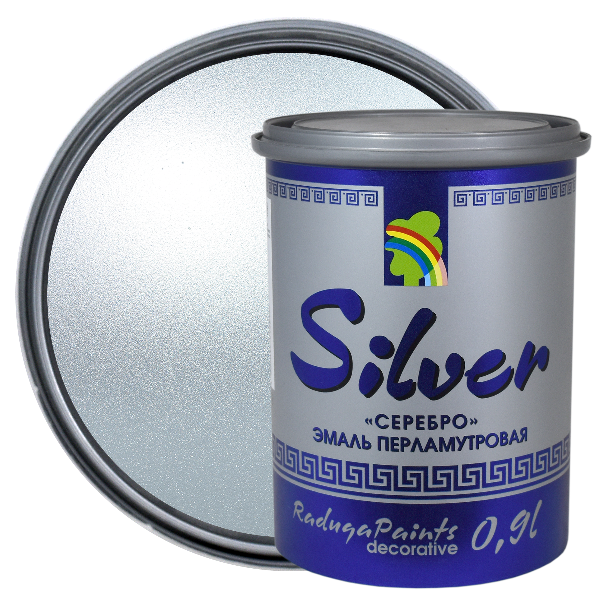 Изображение товара Эмаль акриловая Радуга перламутровое серебро Р-117 0.9 л