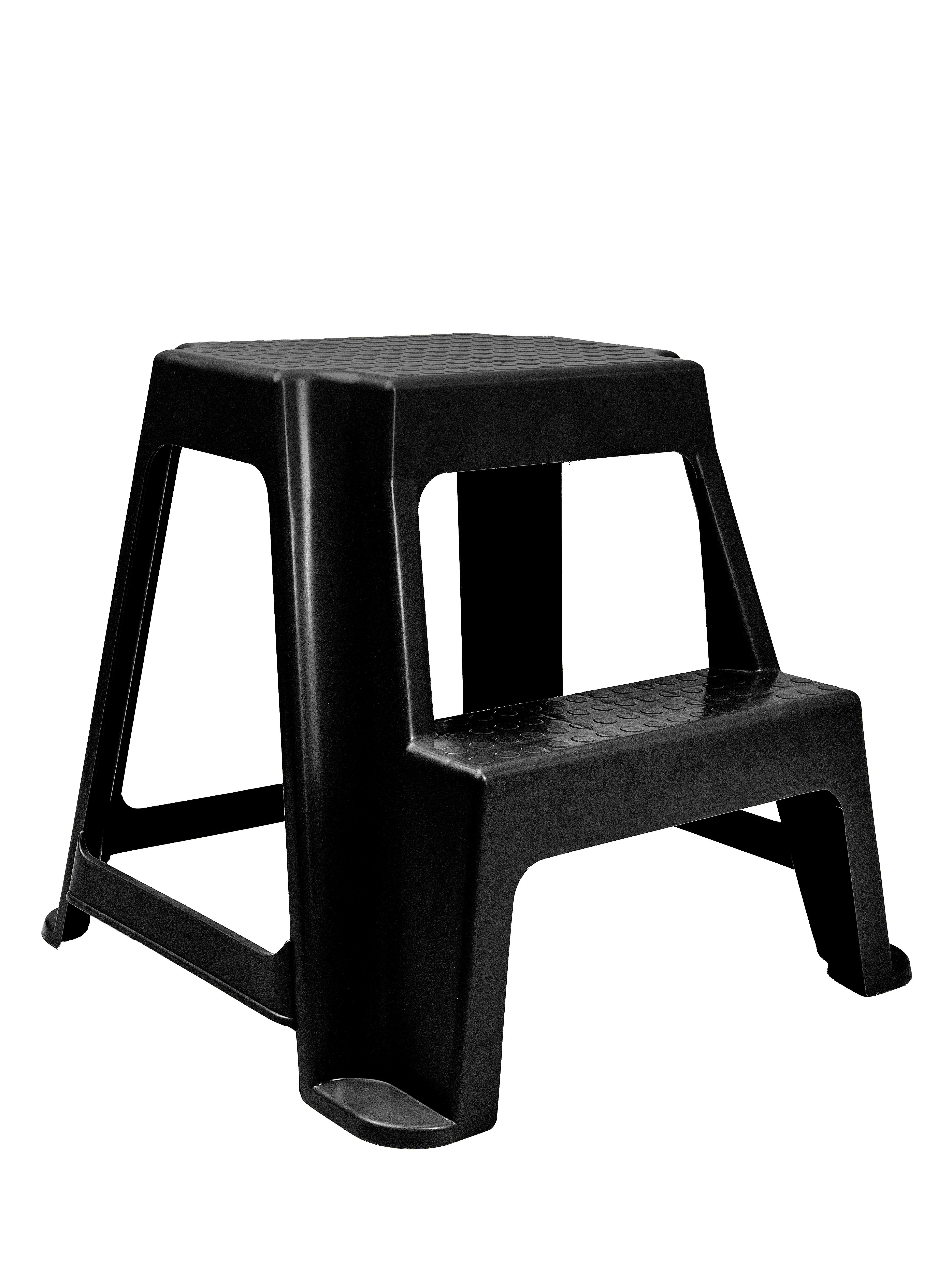 Изображение товара Табурет-стремянка пластиковая Rosenberg 44x45x47 см каркас пластик цвет черный