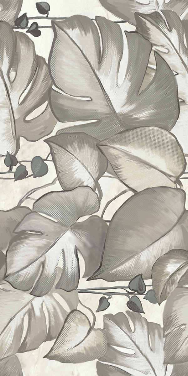 Изображение товара Плитка настенная Azori Carlina Monstera 31.5x63 см серый керамический облицовочный материал