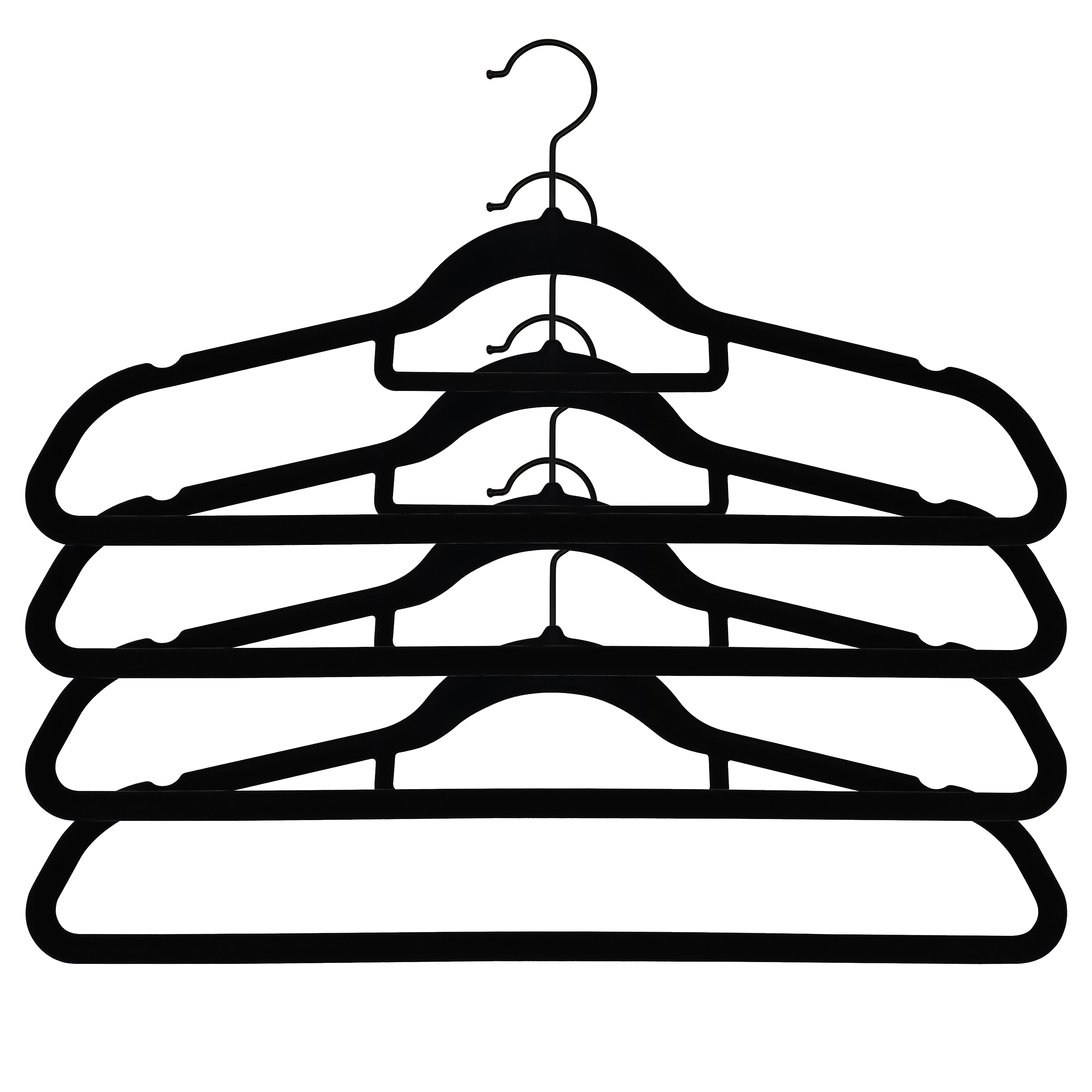 Изображение товара Плечики Spaceo 45 см пластик с флоковым покрытием цвет чёрный 4 шт