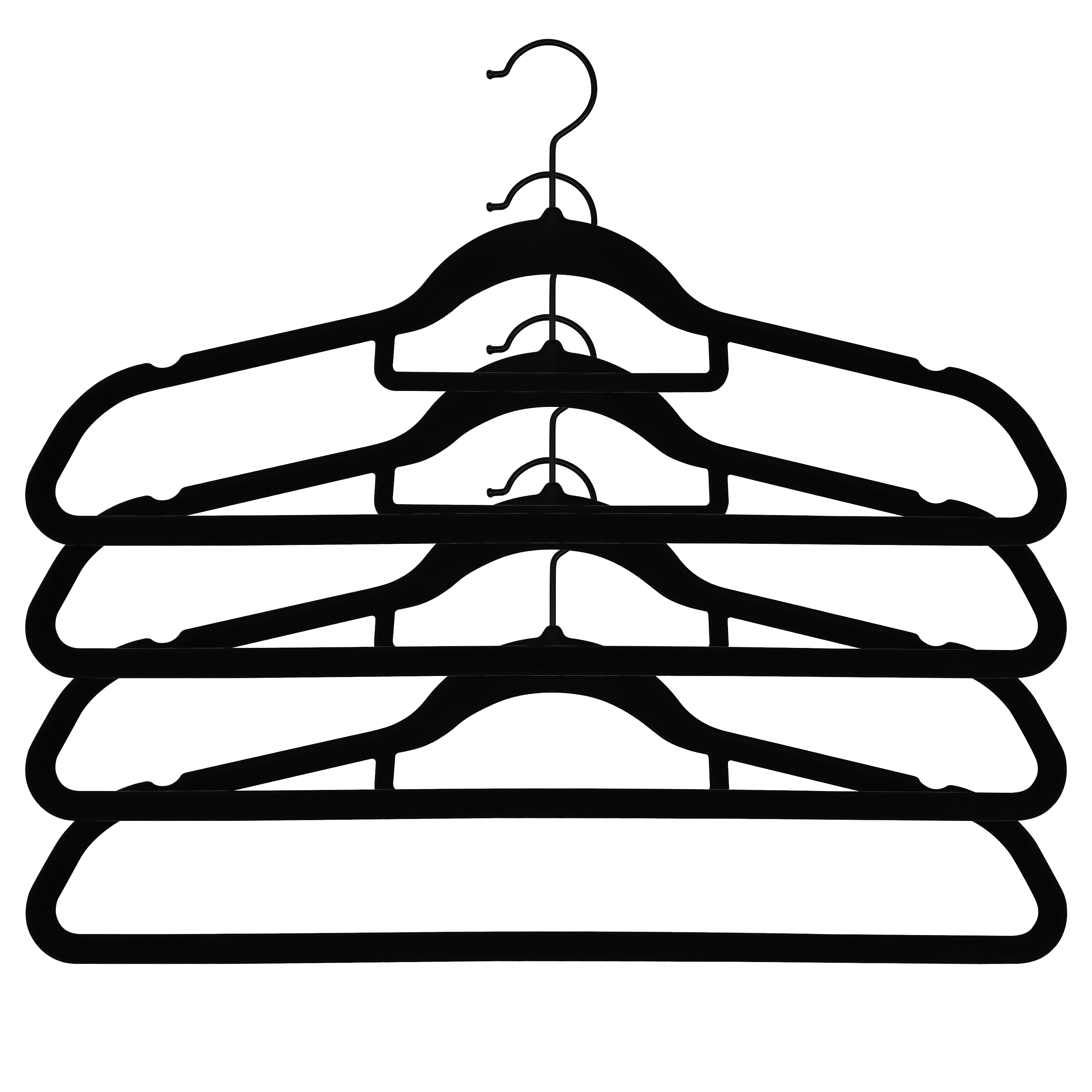 Плечики Spaceo 45 см пластик с флоковым покрытием цвет чёрный 4 шт