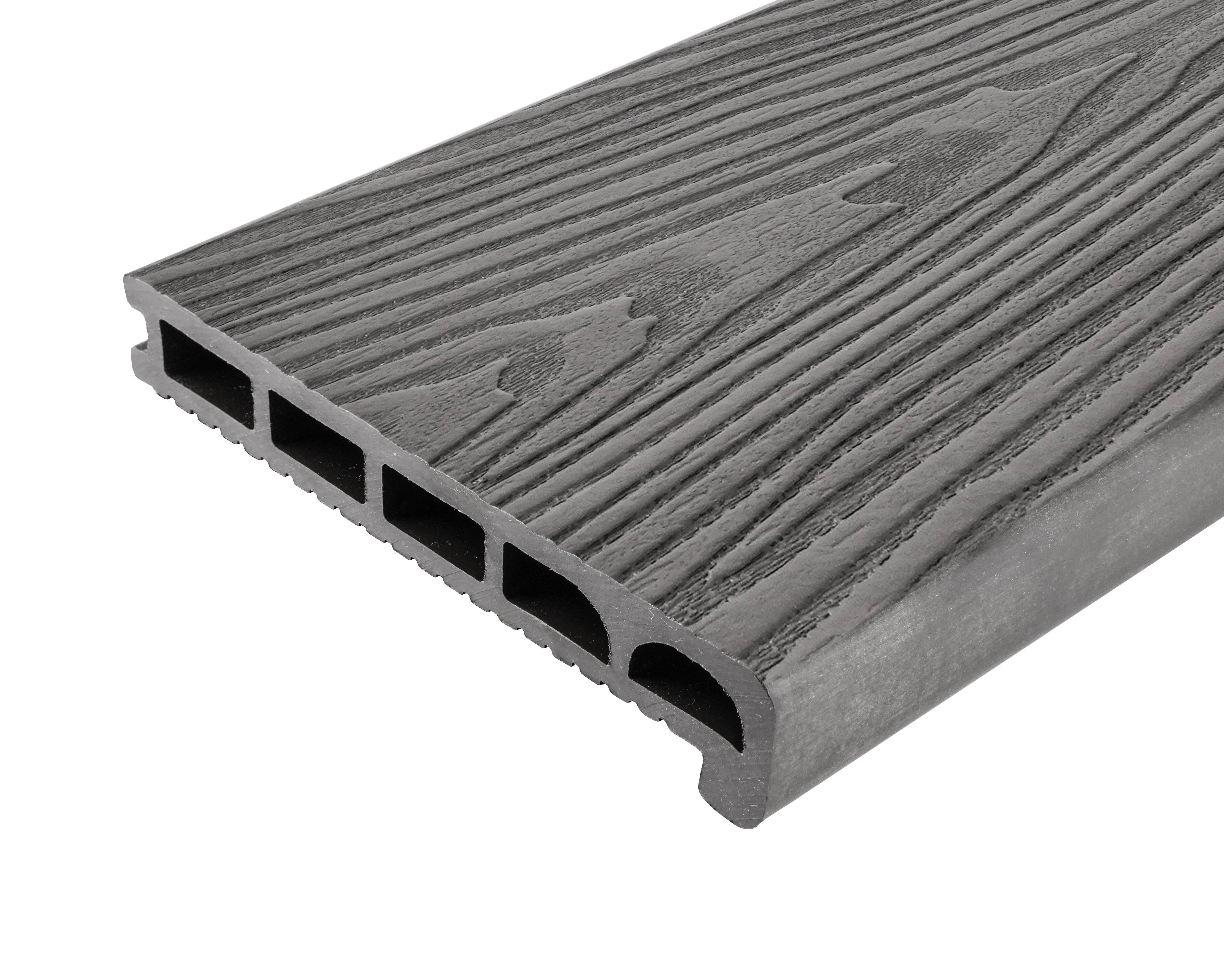 Ступень прямая цельная ДПК цвет серый 35x170x3000 мм