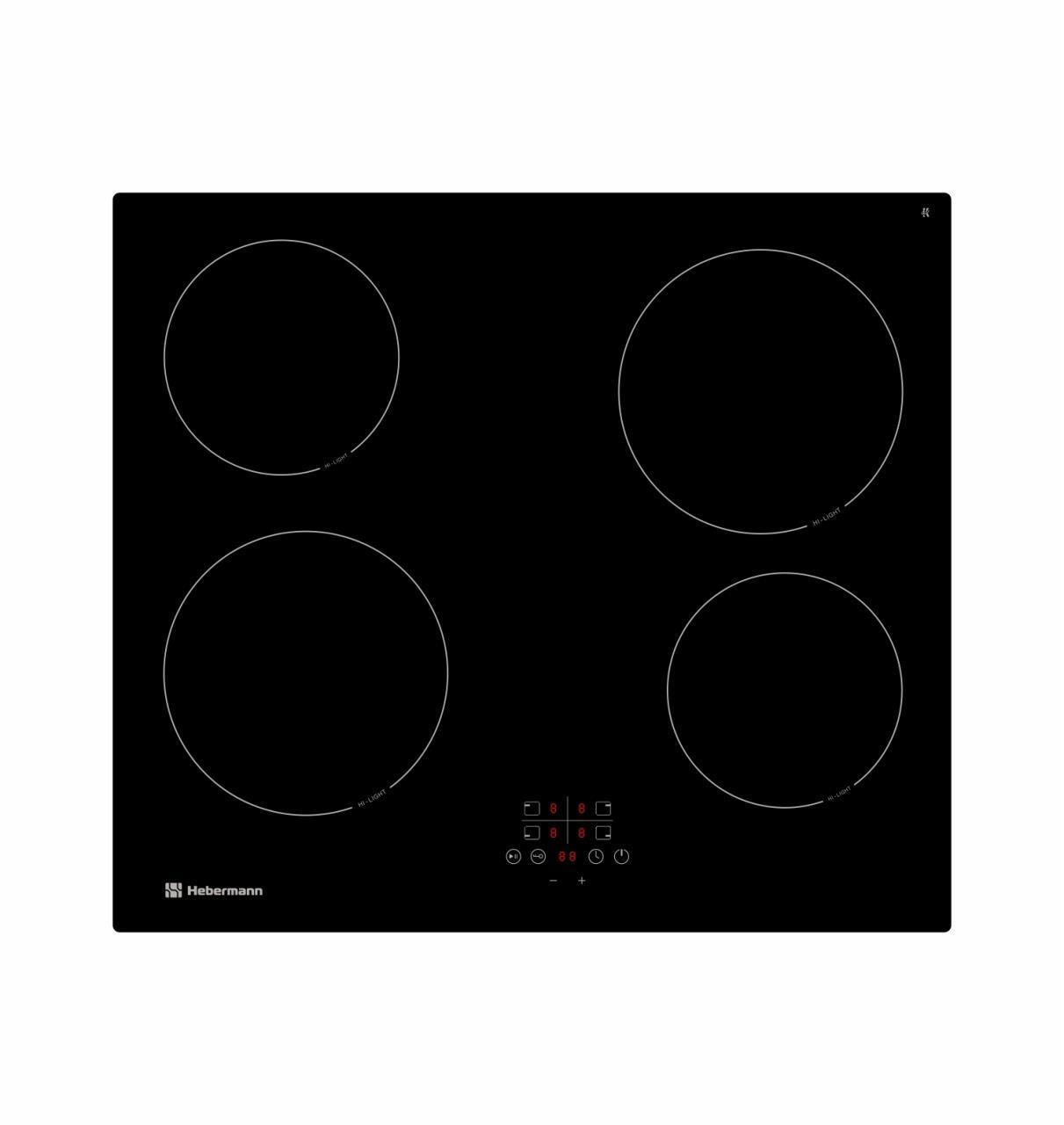 Изображение товара Электрическая варочная панель Hebermann HBKC 6040.1 BL 59 см 4 конфорки цвет черный
