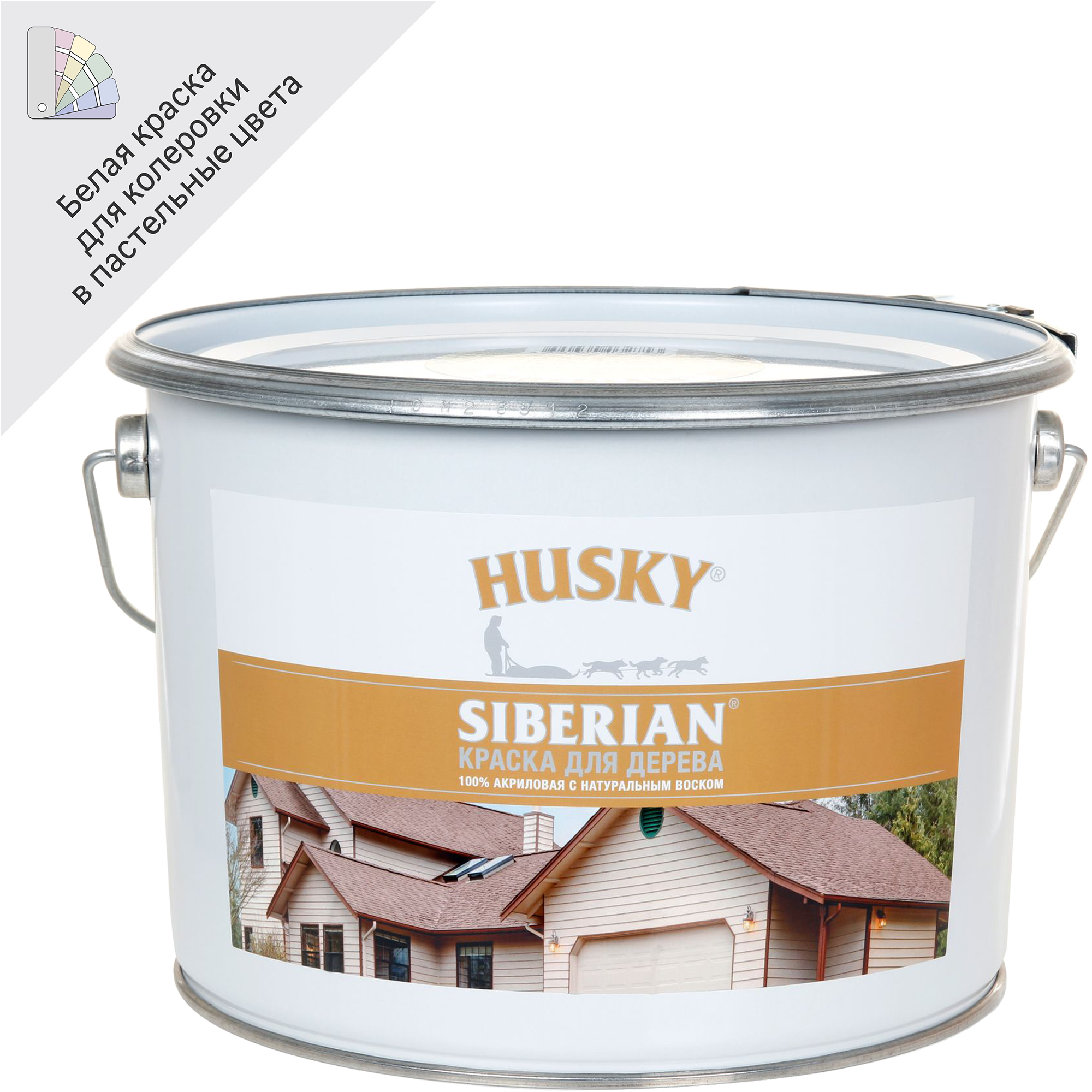 Краска по дереву Husky Siberian полуматовая цвет белый база А 9 л ️ ...