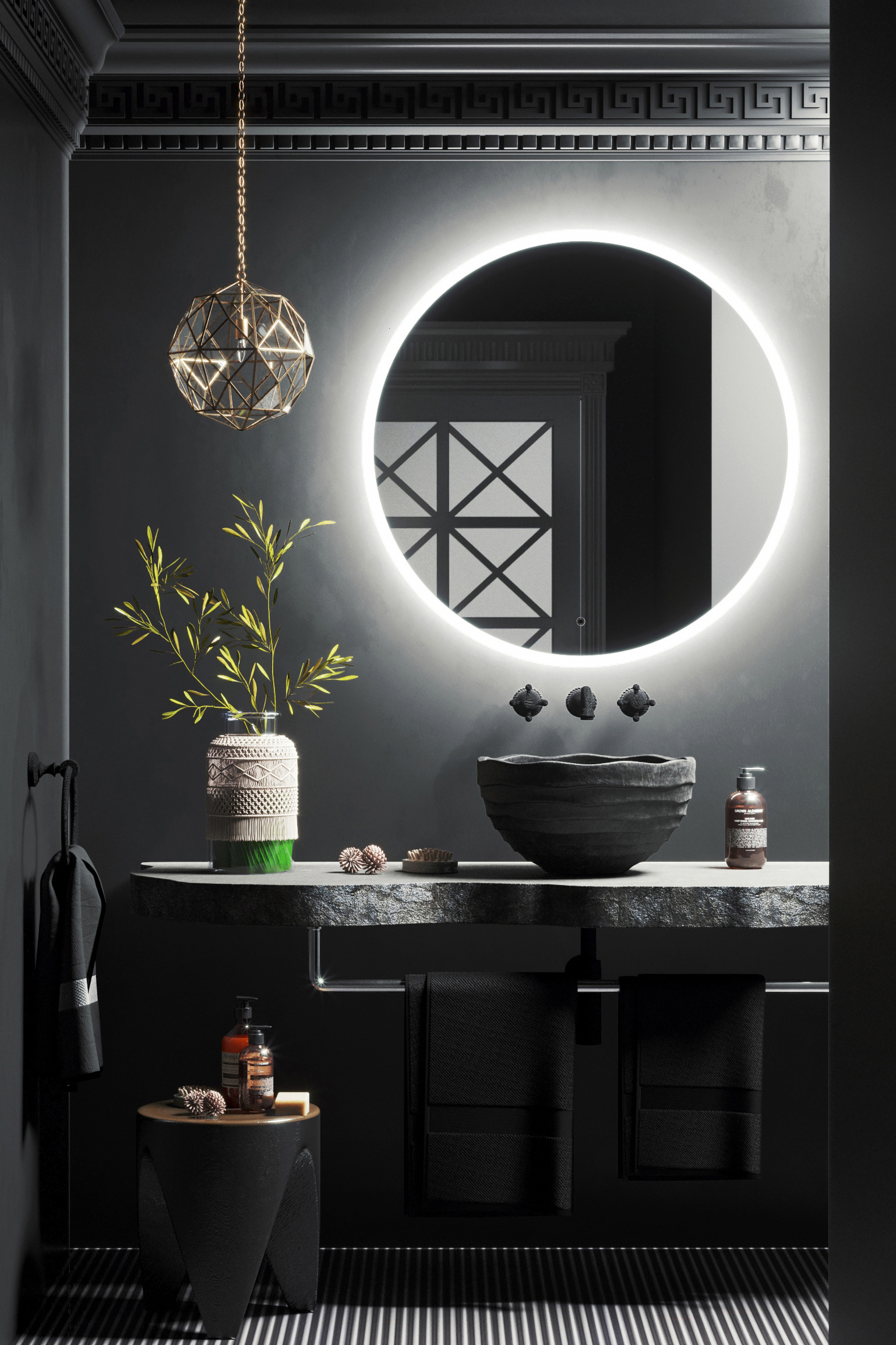 Изображение товара Зеркало для ванной Omega Glass SD96 с подсветкой диаметром 90 см