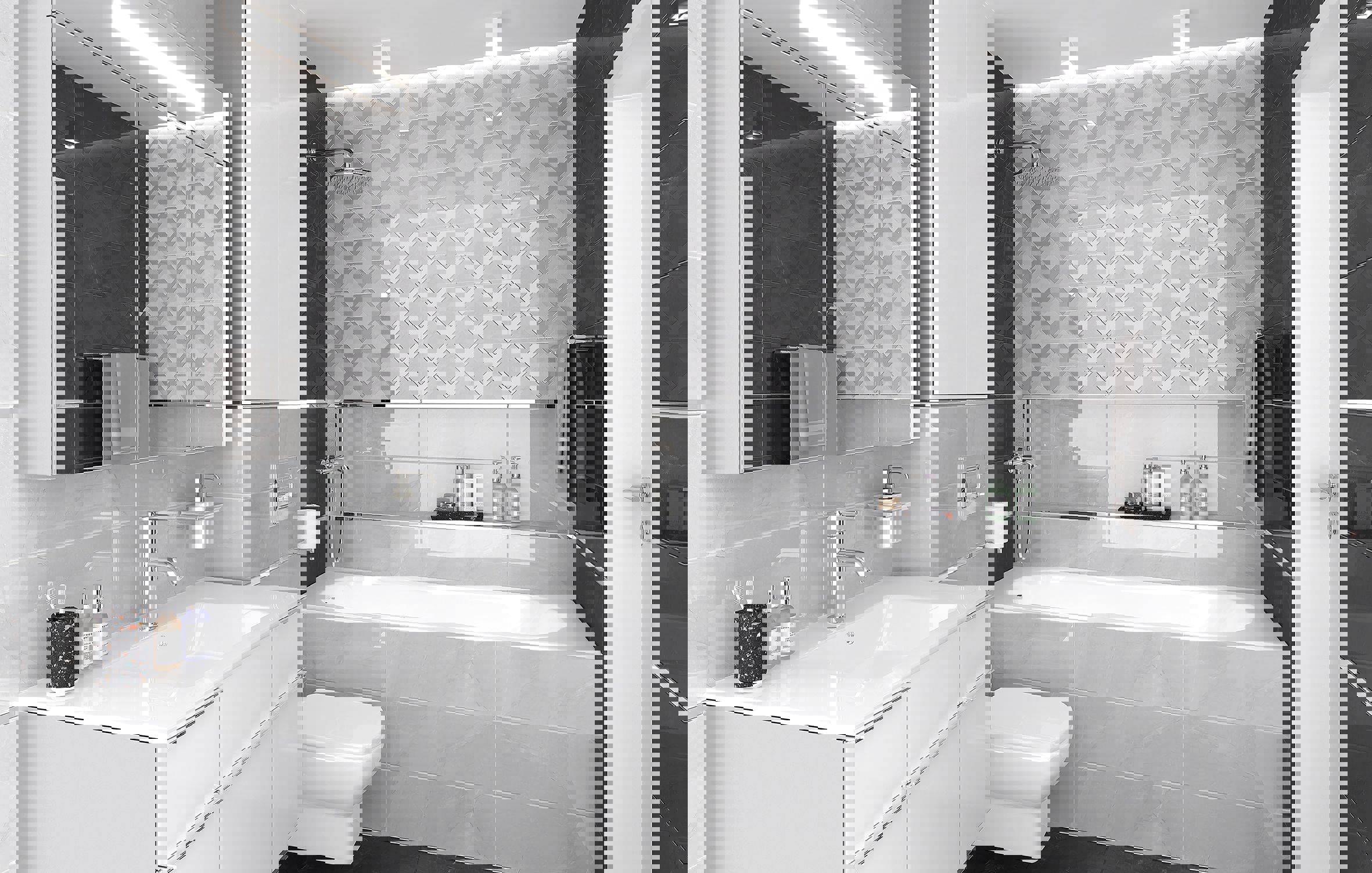 Изображение товара Настенная плитка Laparet Monti белая 60х20 см для интерьера