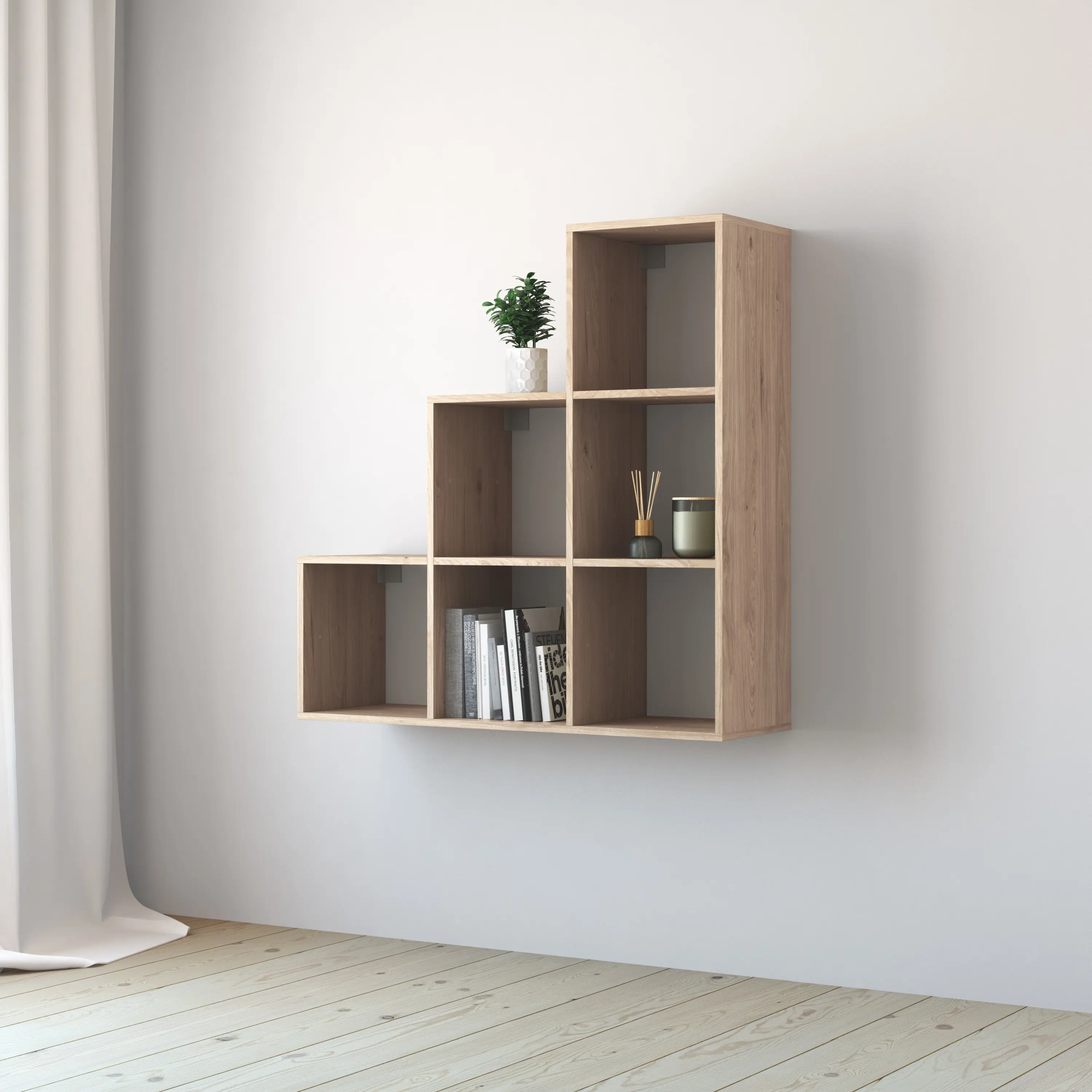 Стеллаж Spaceo KUB 123K 6 секций 104.8x104.9x31.7 см ЛДСП цвет гикори джексон - 13